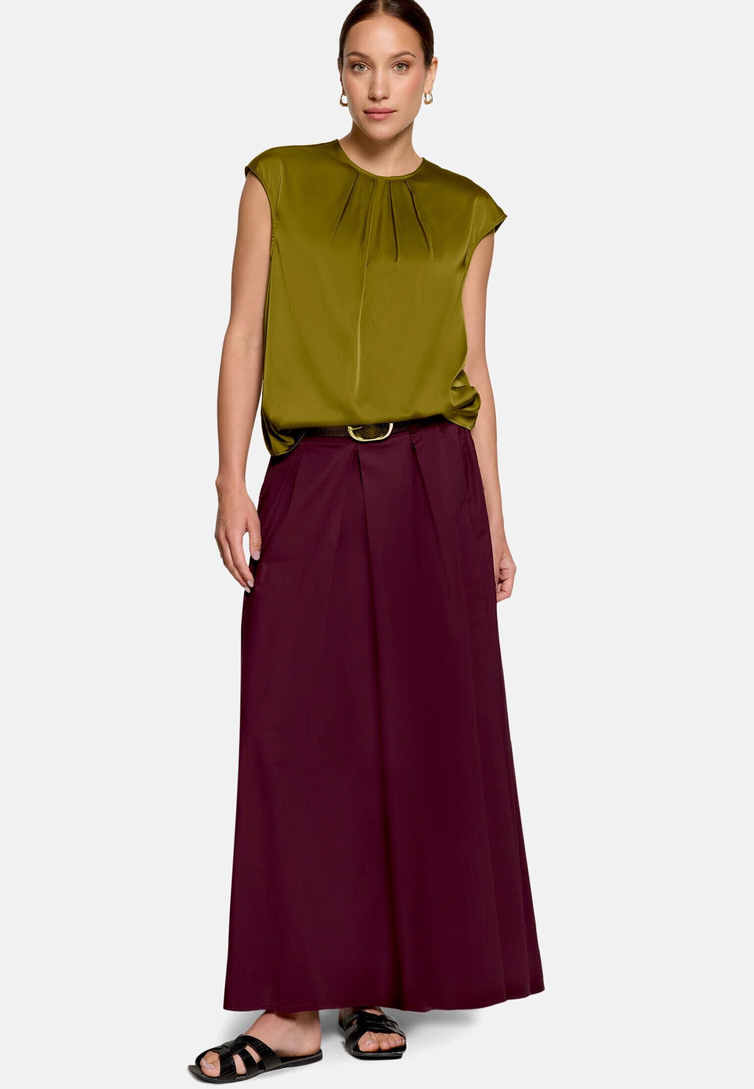 Zero Satinbluse Damen mit Rundhalsausschnitt