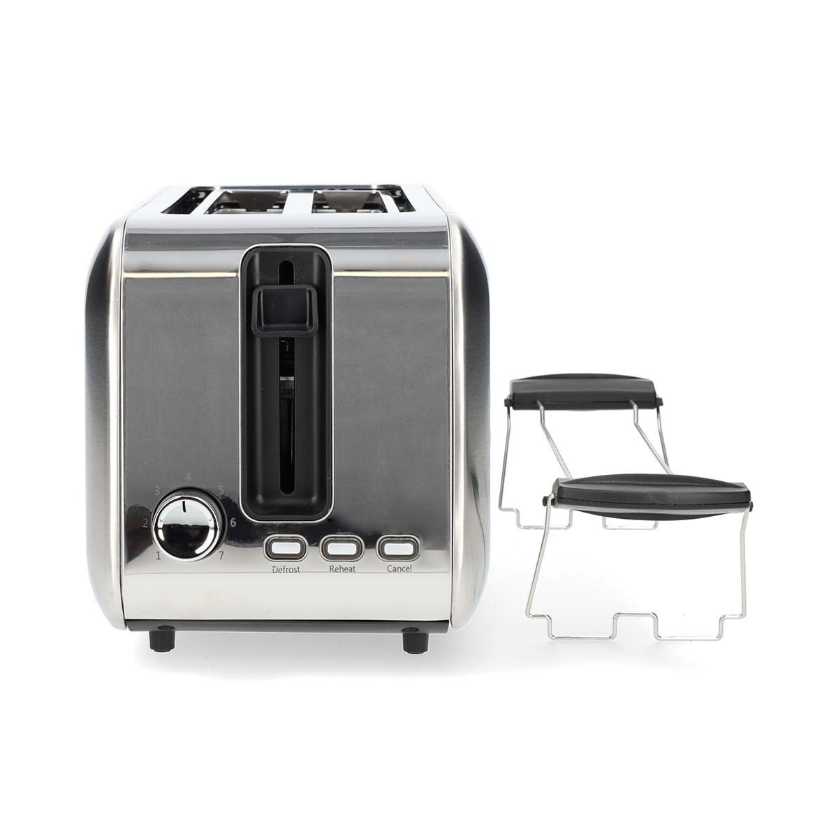 Nedis Toaster KABT400AL, freistehend, für Beton, Fliesen, Mauerwerk, Mörtel, Putz, 1450 W, Lange Schlitze, Bräunungsstufen, Auftaufunktion für Frühstück zuhause