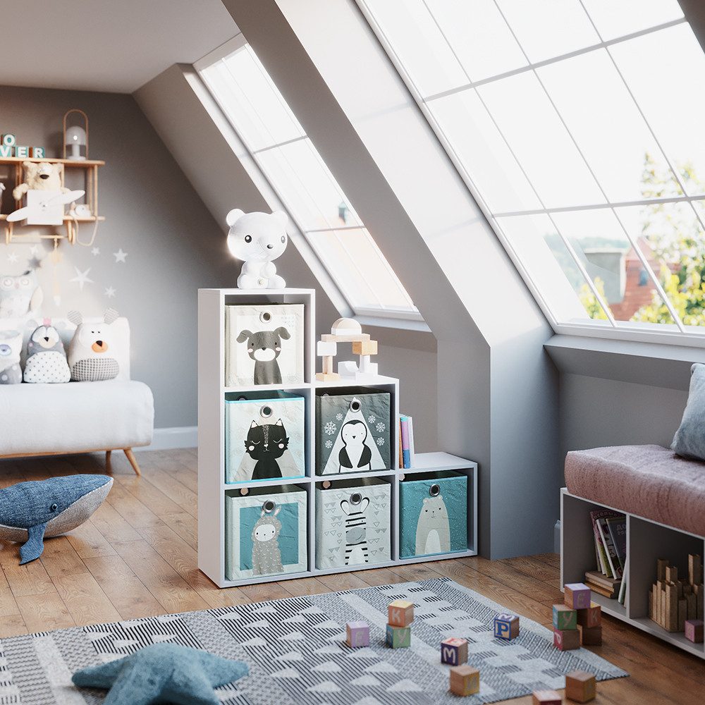 Vicco Raumteiler, Weiß/Weiß, 107.2 x 107.8 cm mit Faltboxen opt.2