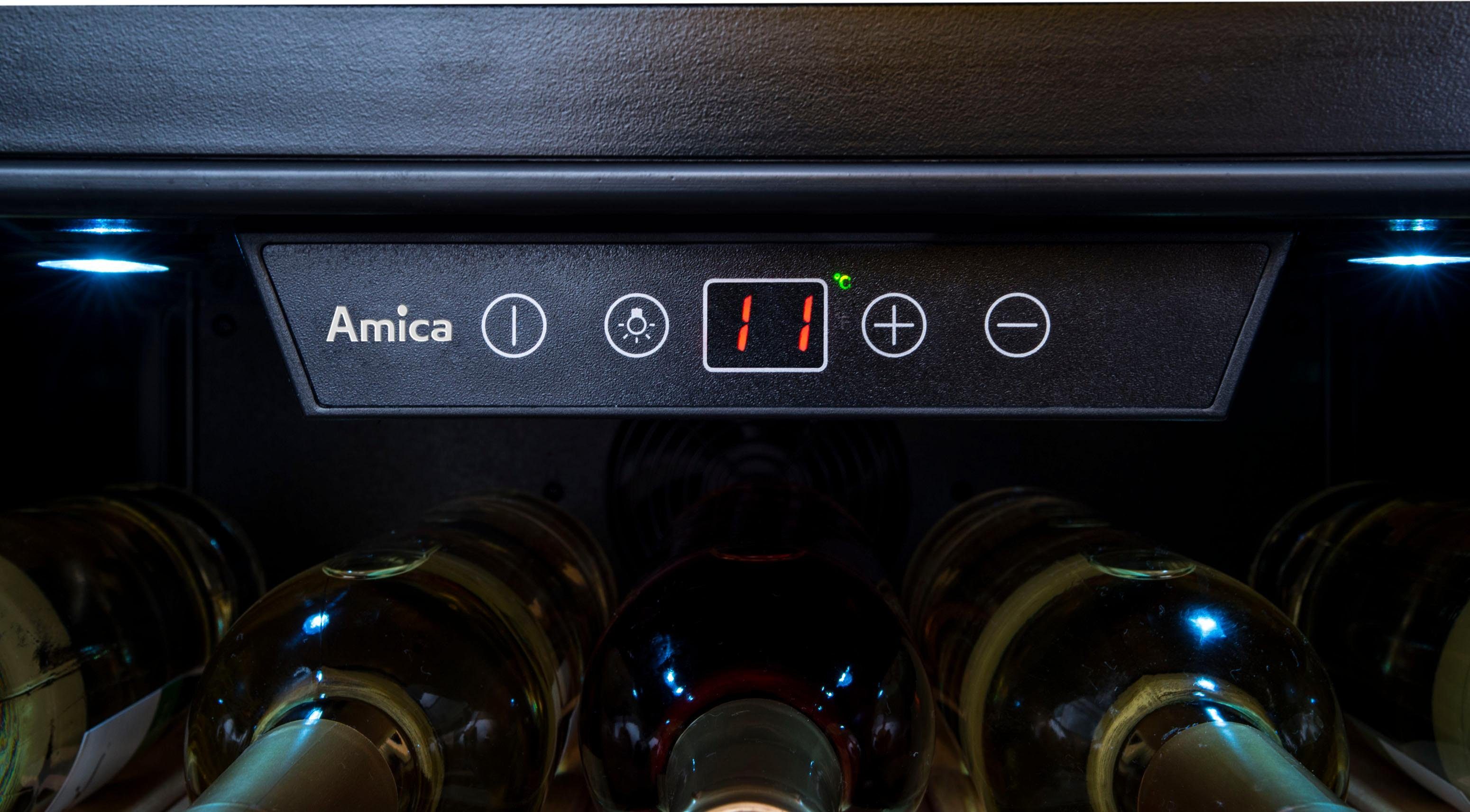 Amica Einbauweinkühlschrank WK 0,75l,LED-Beleuchtung für 341 Standardflaschen 40 210 S, á