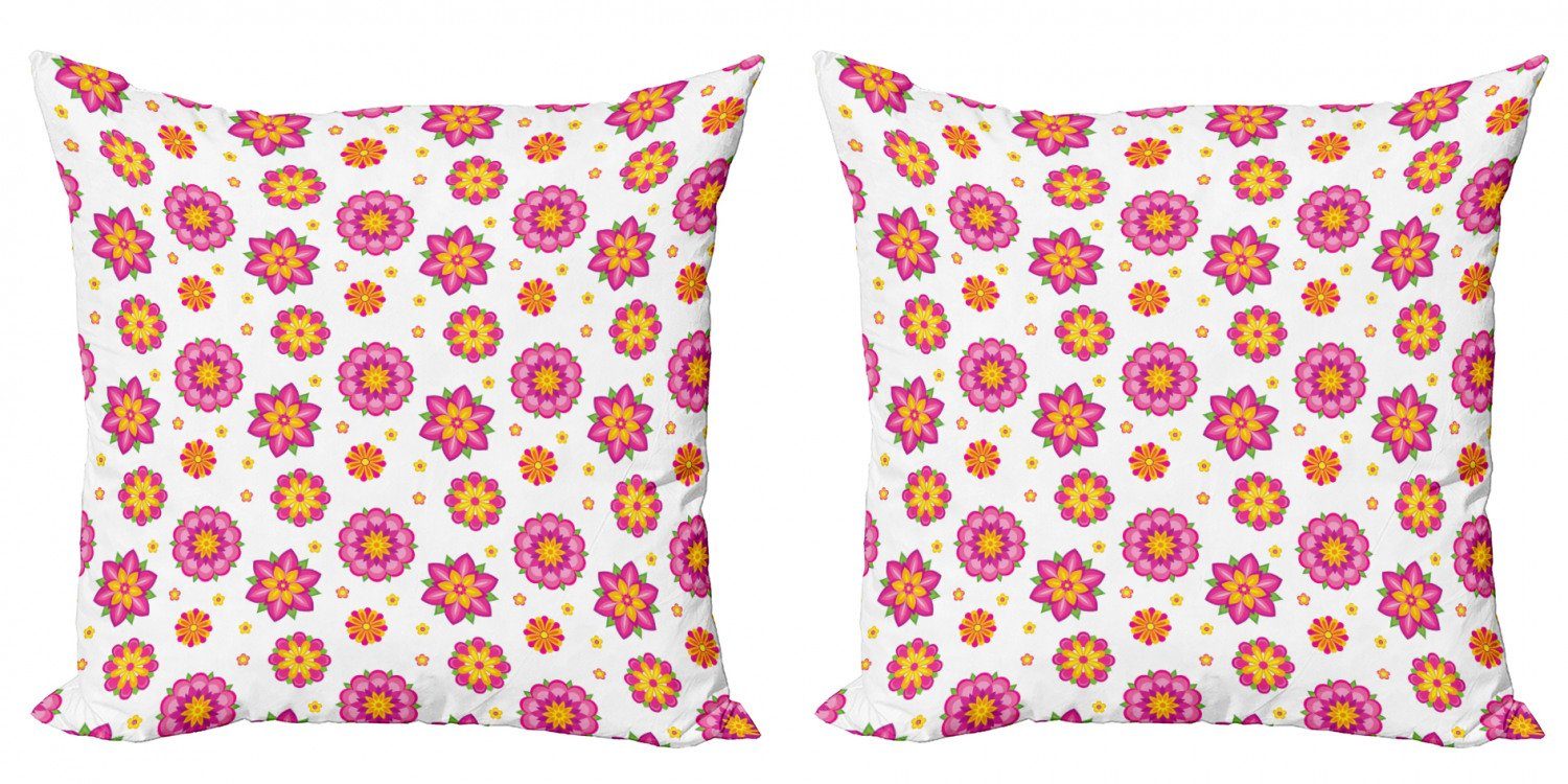 Kissenbezüge Modern Accent Doppelseitiger Digitaldruck, Abakuhaus (2 Stück), Orange und Rosa Blumen-Blüte