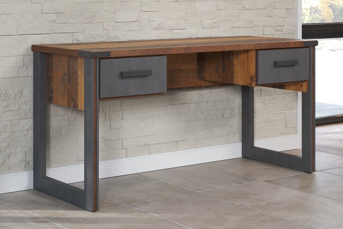 trendteam Couchtisch Schreibtisch Prime, Old Used Wood / Matera grau, Shabby Look (no-Set)