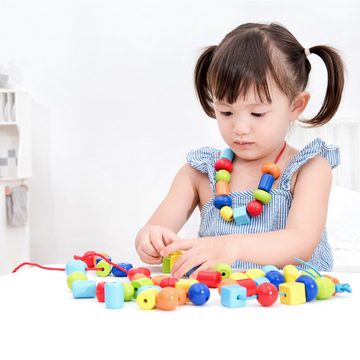 New Classic Toys® Armband Set Holzperlen 96 Stück Perlen aus Holz Bastelspielzeug Holzspielzeug