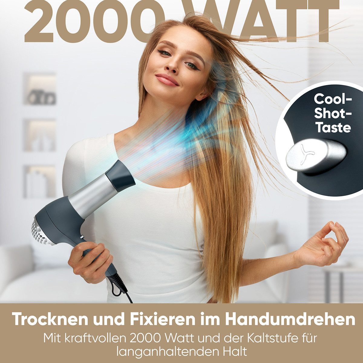 BOMANN Haartrockner HTD 889 CB, Haartrockner mit Diffusor und Formdüse, 2000W