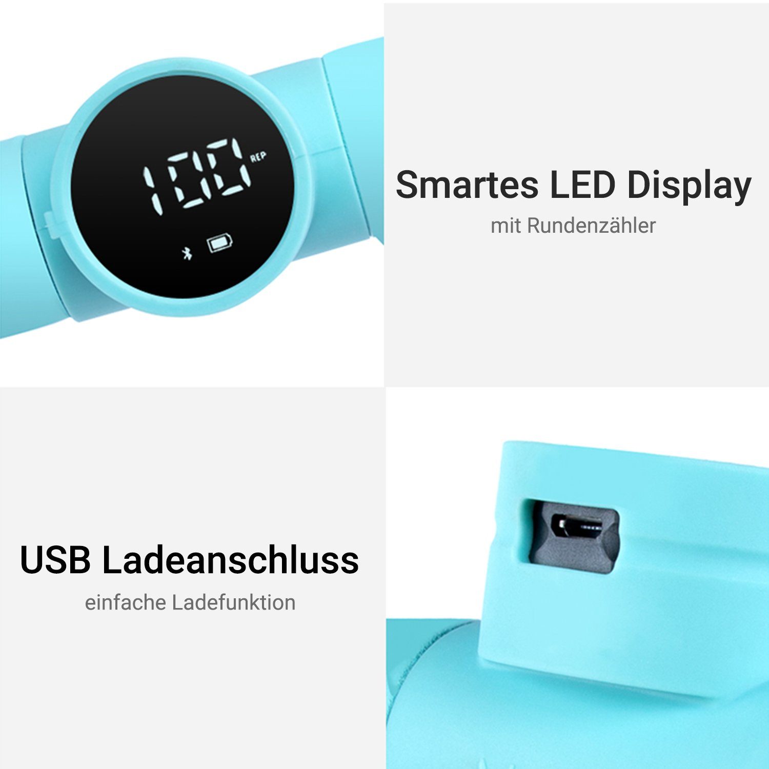 Bluetooth, kompatibel,EVA-Schaumstoffummantelung,LED-Display Fitnessreifen Fitness-App MOVE-IT Hoop Durchmesser), HH1 AsVIVA variabler Kalorienmesser, Smart Bluetooth Hula-Hoop-Reifen Hula Zeitmesser, AsVIVA (mit