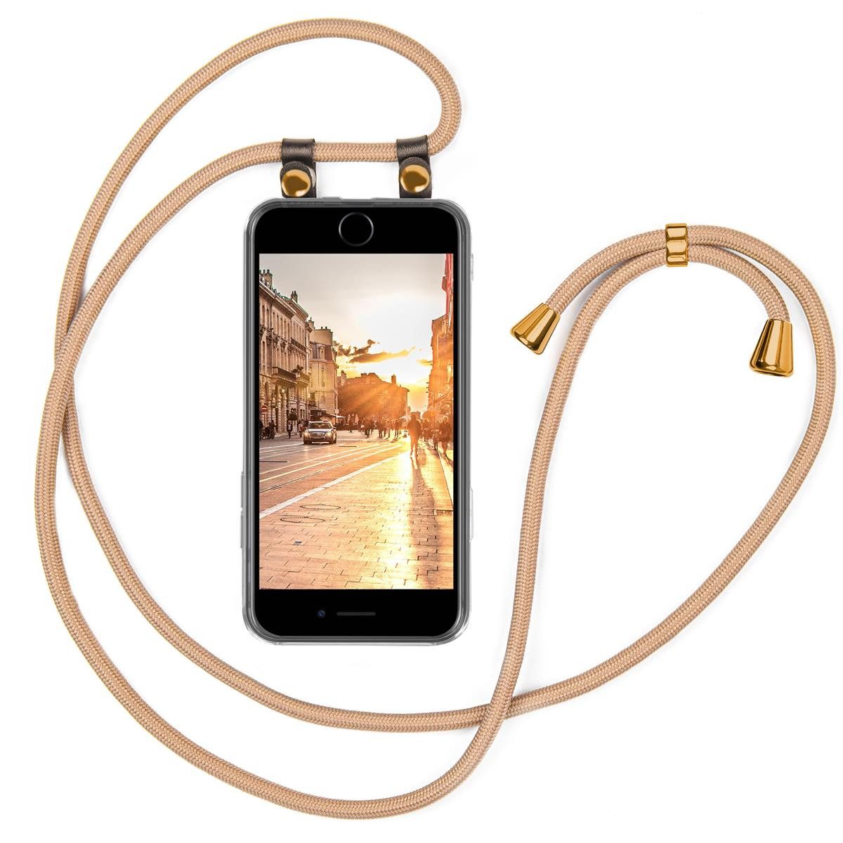 moex Handykette für iPhone 6 Hülle mit Band Free Spirit Gold 4,7 Zoll, Handyhülle zum Umhängen Handyband Kette abnehmbar Handy Umhängeband