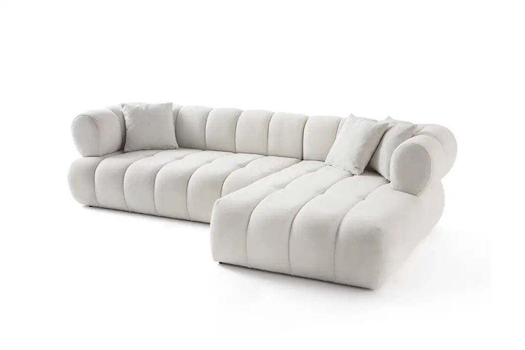 Skye Decor Ecksofa, L Form Bouclé-Bezug – 32 DNS Schaum, pflegeleicht