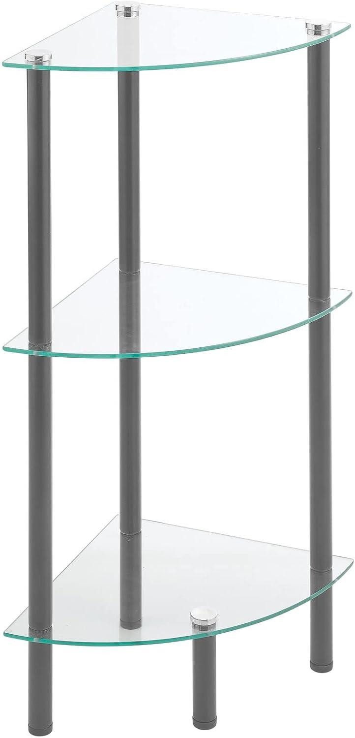 mDesign Regal Eckregal Glas 3 Ebenen Badregal Standregal dunkelgrau 72cm mdesign
