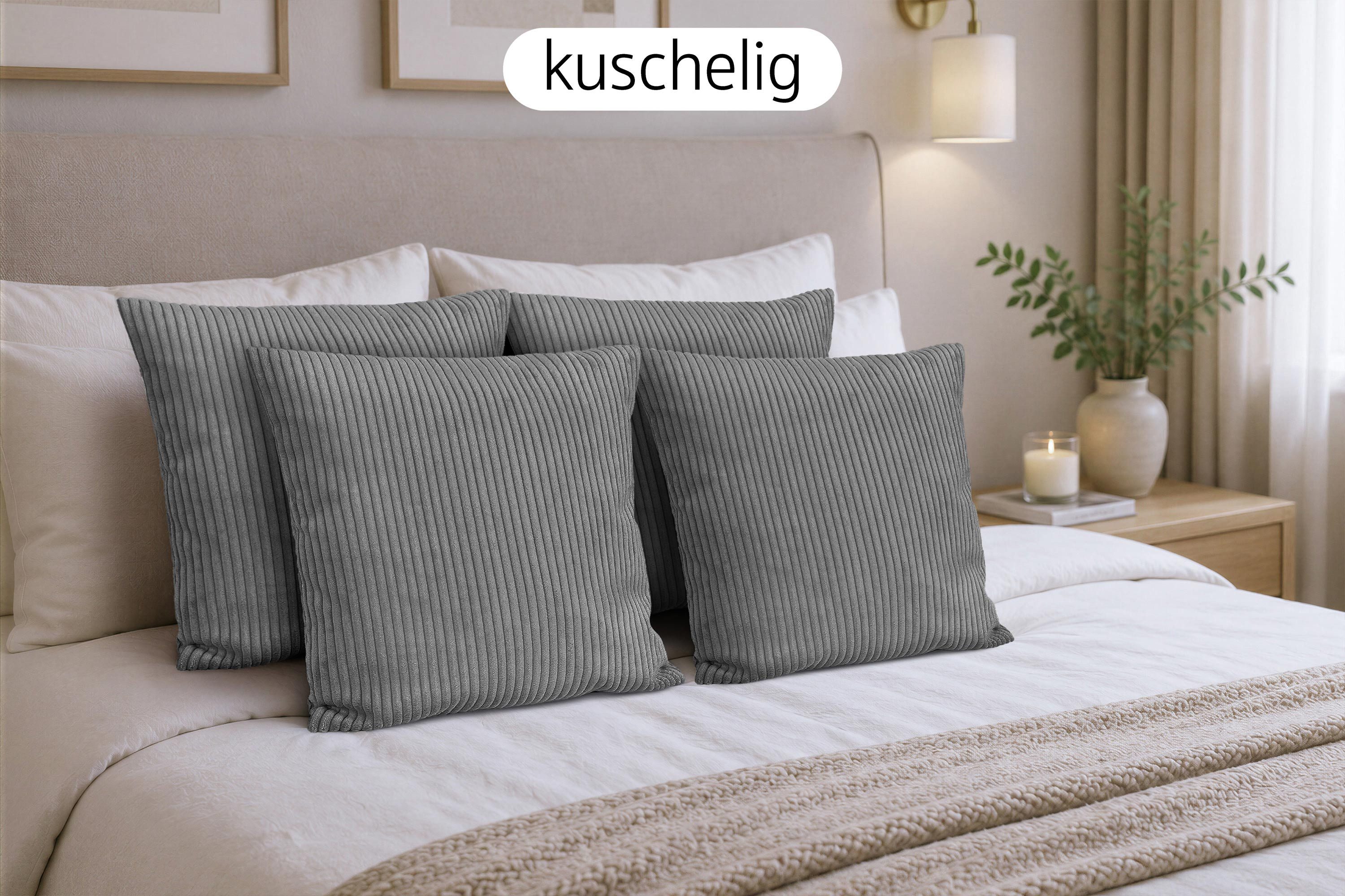 Amilian Dekokissen Sofakissen Zierkissen 4er-Set - angenehm weich, mit Füllung, formstabile Füllung weich und gemütlich