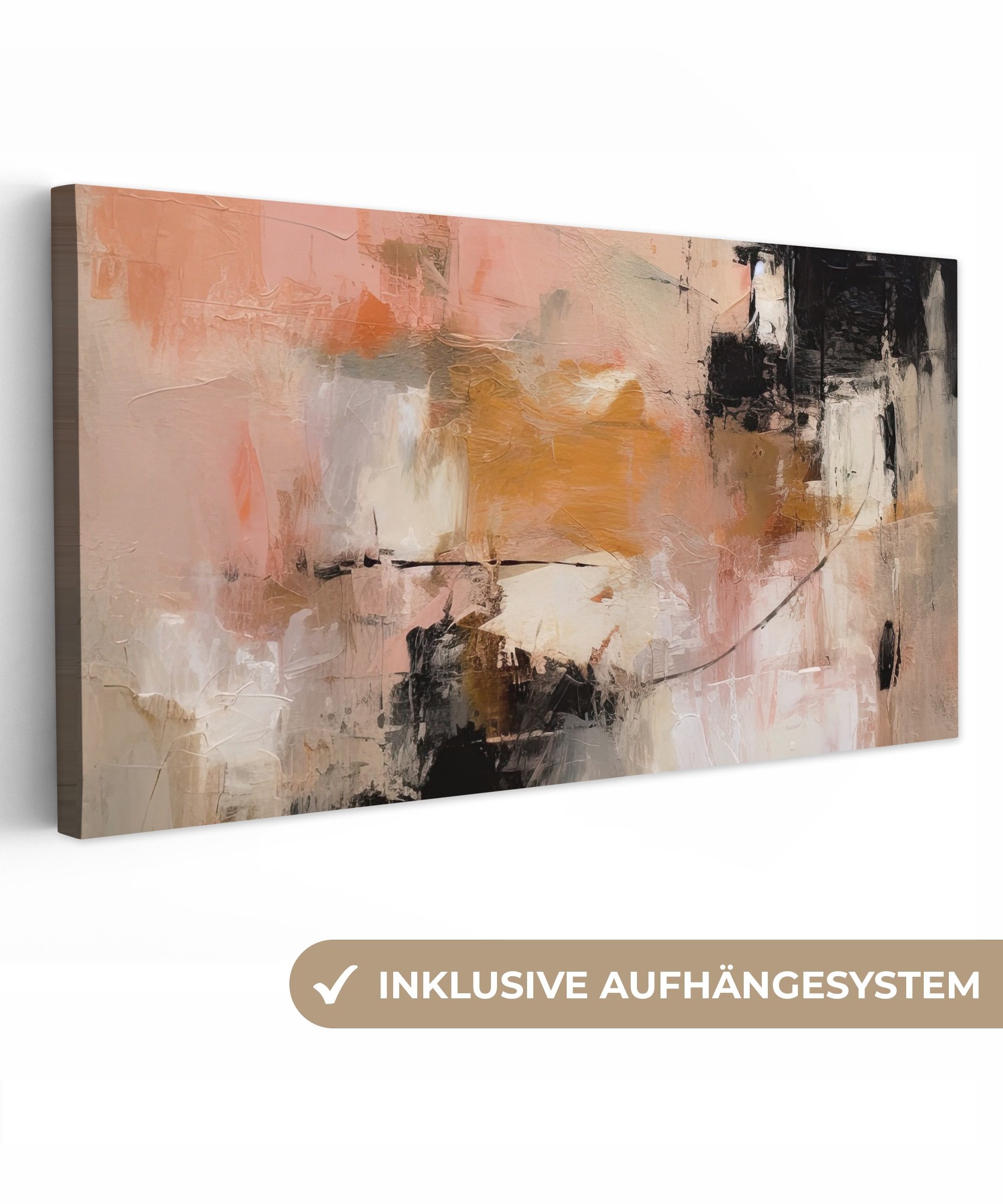 OneMillionCanvasses® Leinwandbild Panorama Kunst - Abstrakt - Beige - Farbe günstig online kaufen