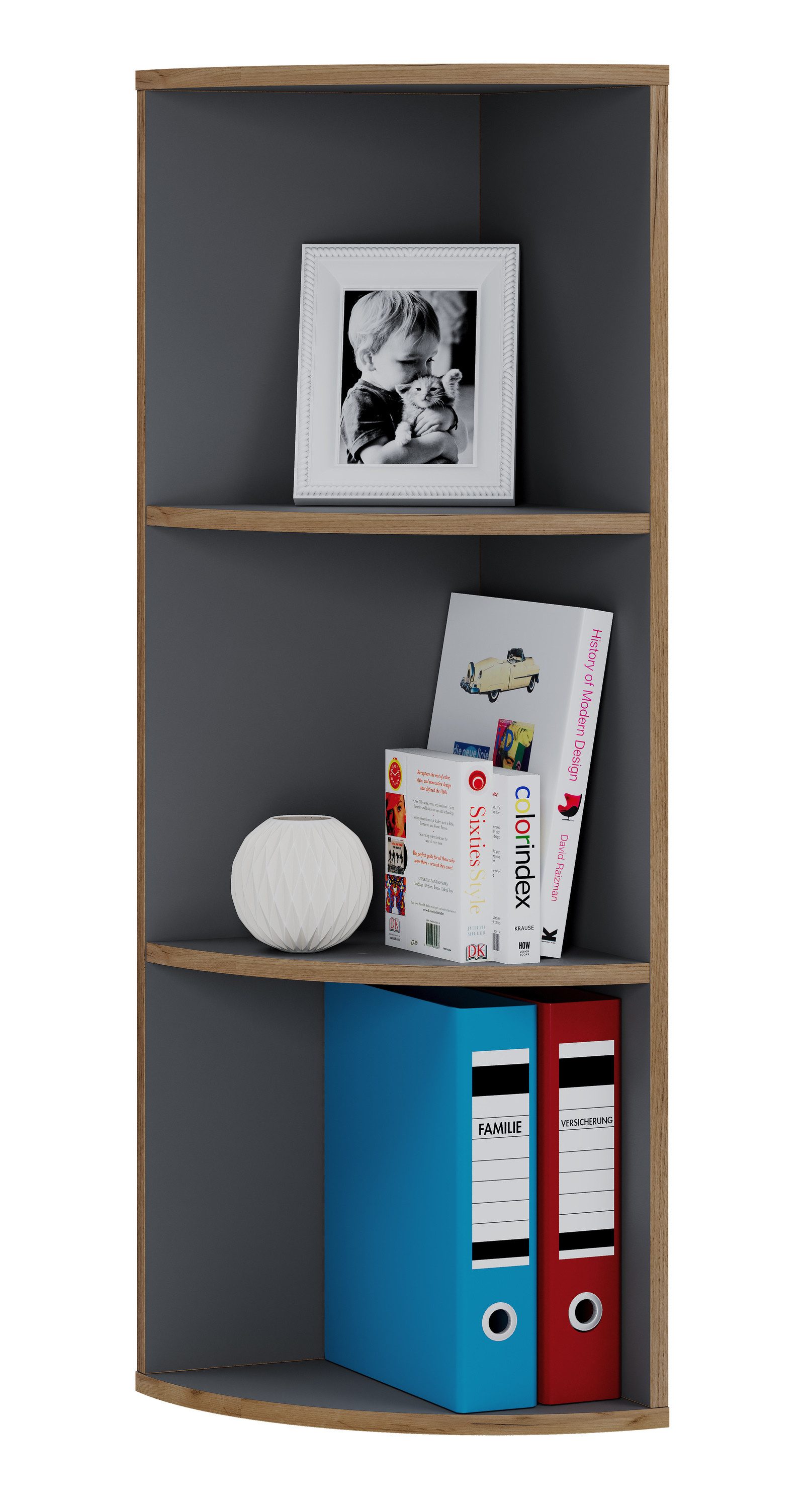 VCM Standregal Salia 3fach 110x33x33cm, 1-tlg., Holzregal stehend, CD DVD Aufbewahrung