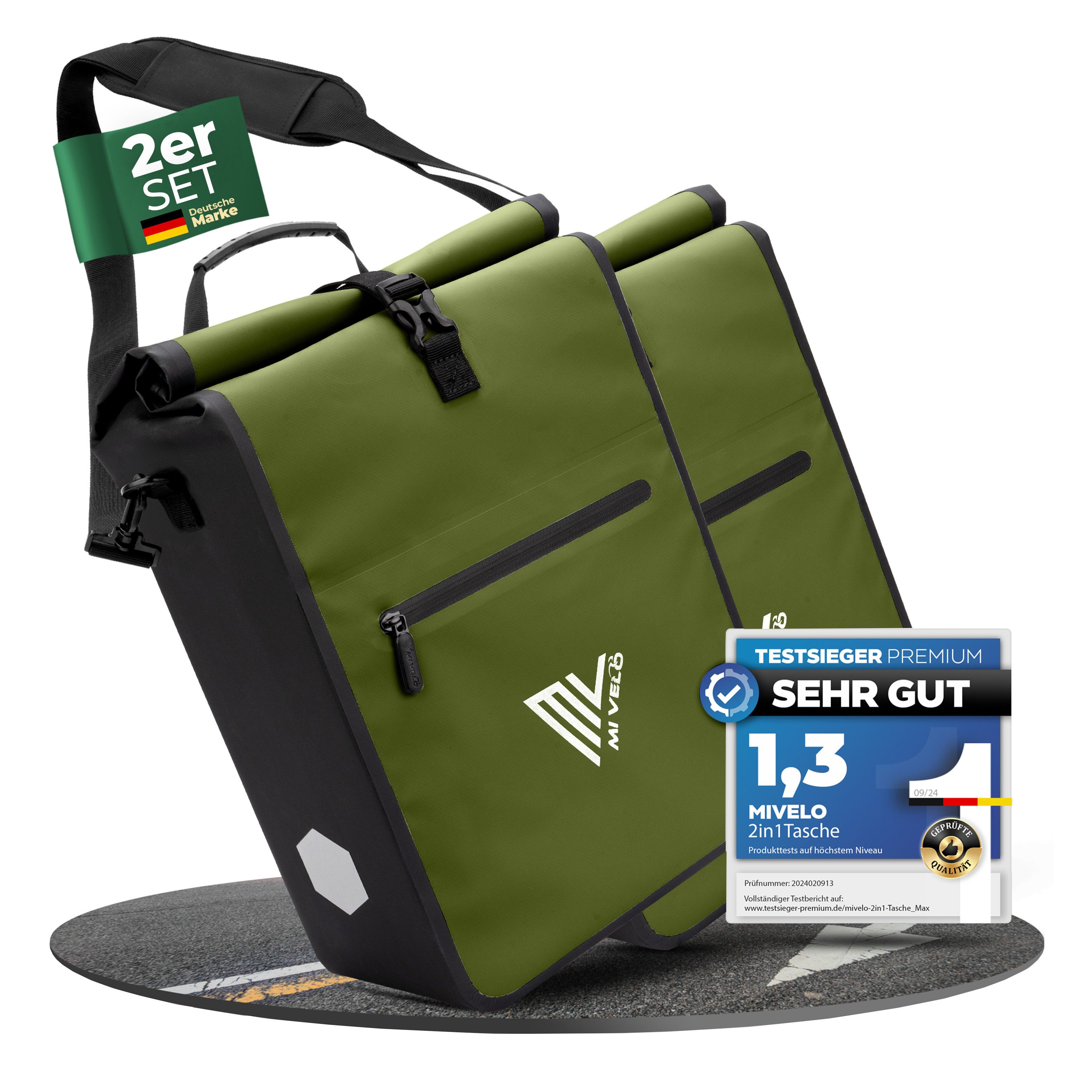 MIVELO Fahrradtasche 2in1 Gepäckträgertasche für Fahrrad wasserdicht (2-tlg), 25 Liter Volumen