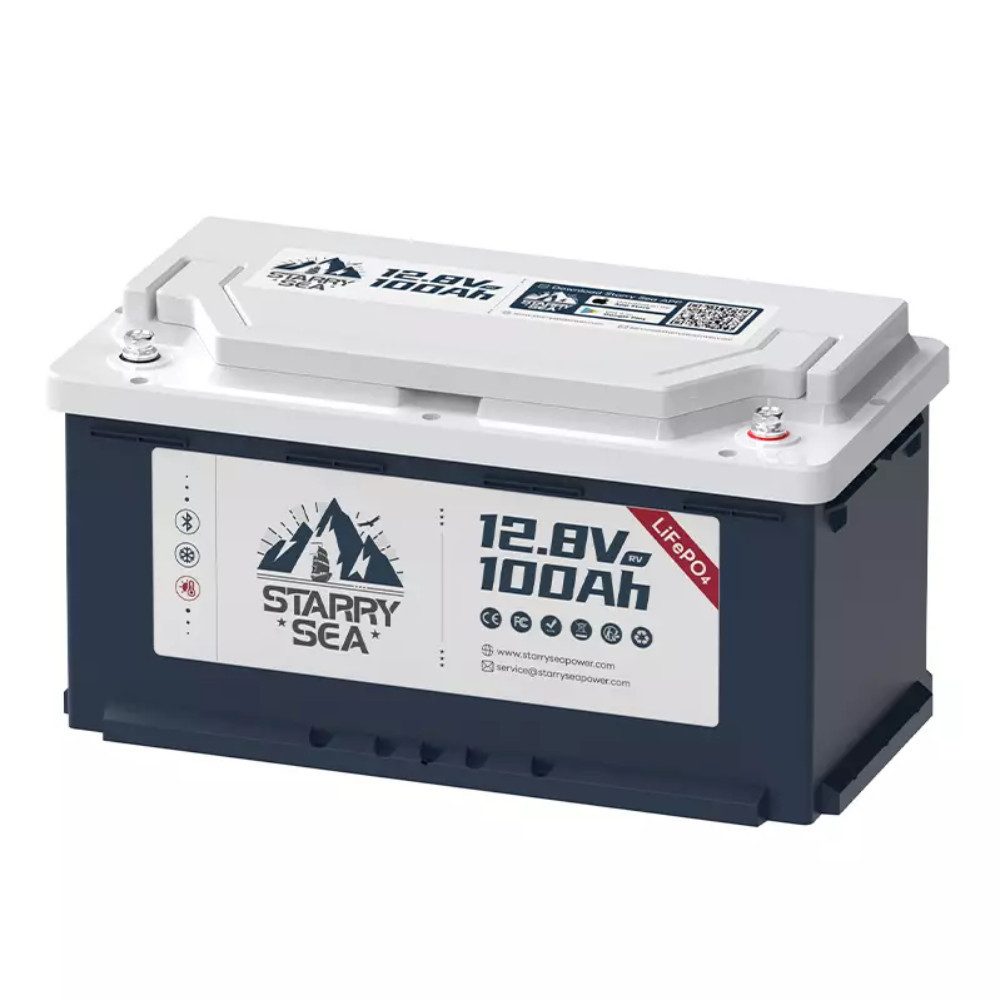 Starry Sea 12V 100Ah Lithium Batterie RV190 1280Wh mit BMS, BT und Heizung Solarakkus (12 V), Mit Selbsterhitzung, Bluetooth und Niedrigtemperatur-Abschaltung