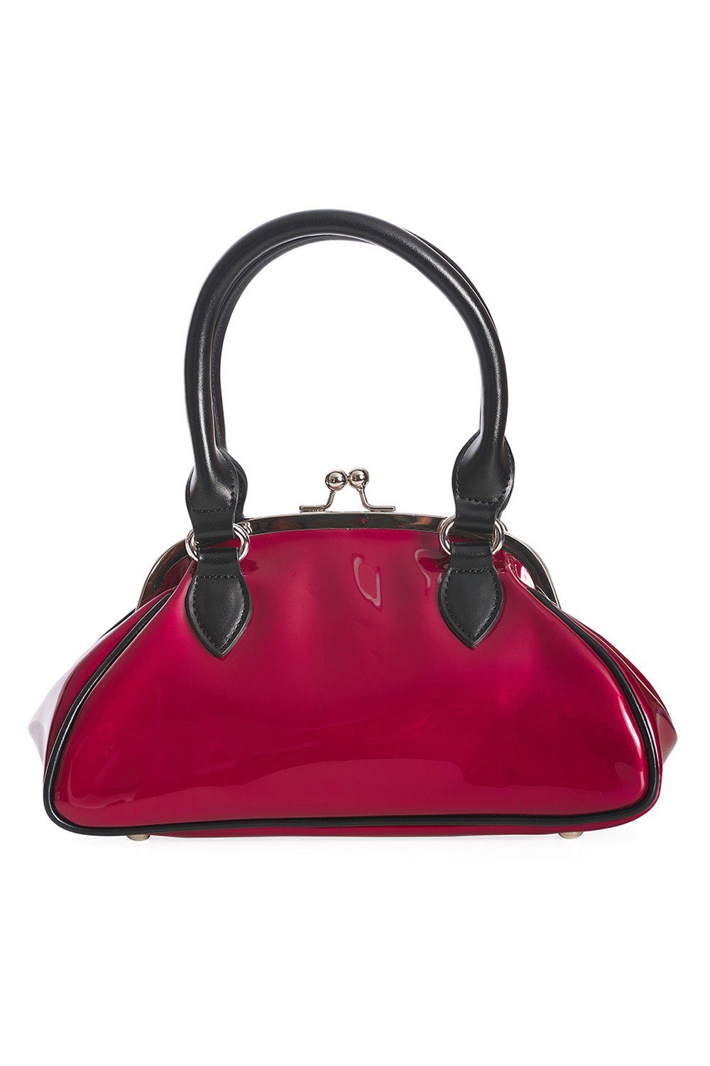 Banned Handtasche Night Lovers Burgunder, Vintage Lack Tasche mit Schultergurt