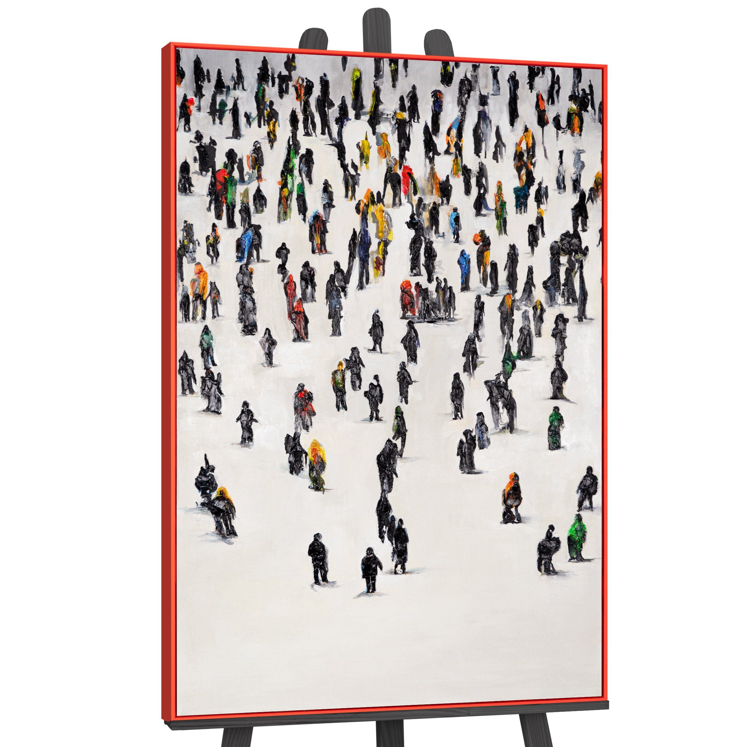 YS-Art Gemälde Kollektive Bewegung, Menschen Mit Rahmen in Rot