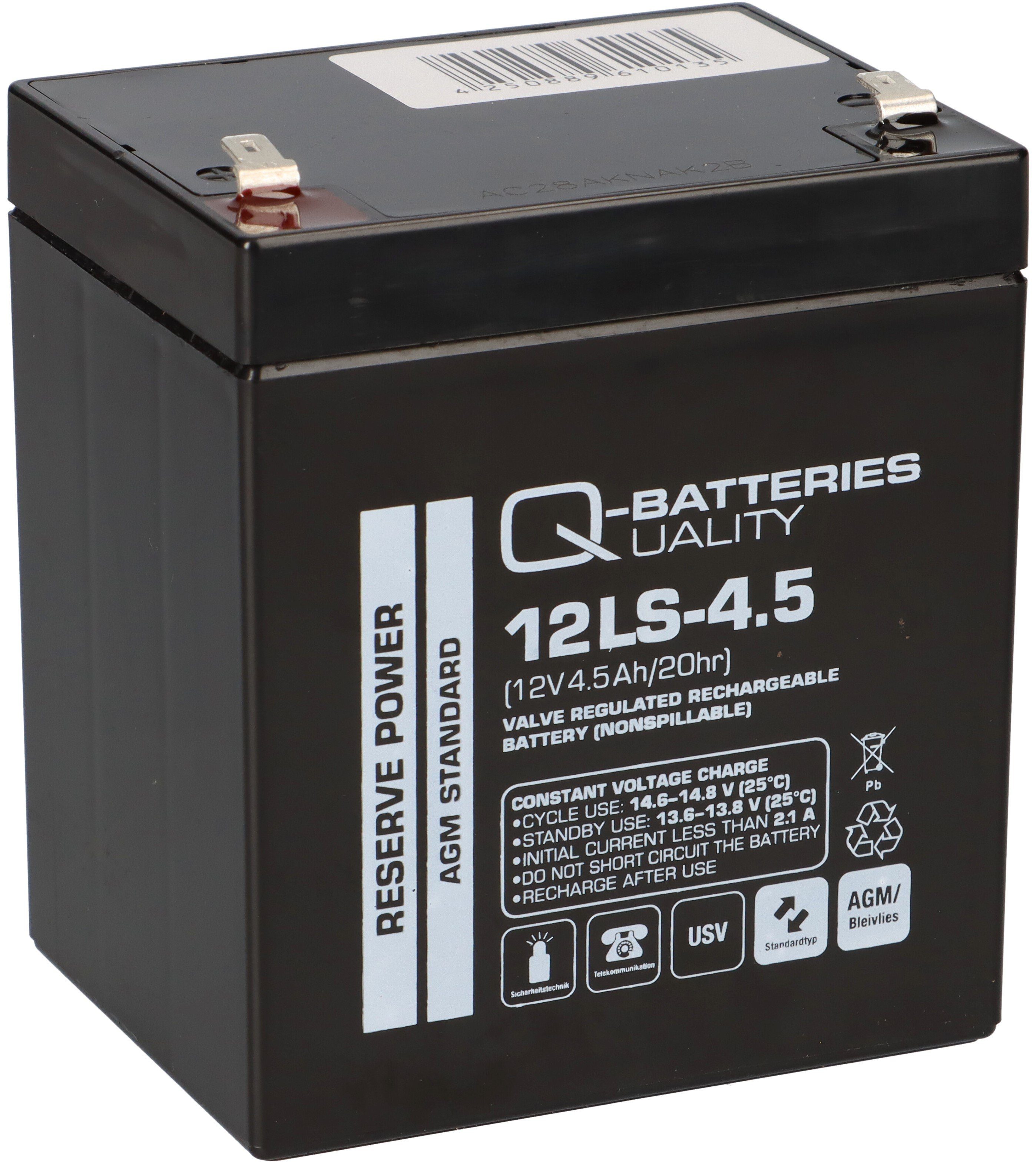 Akku Q-Batteries Blei-Vlies 4,5Ah 12V VRLA 12LS-4.5 AGM Bleiakkus / Q-Batteries