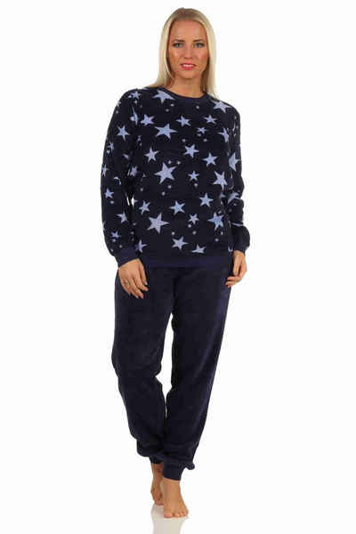 Normann Pyjama »Damen Coralfleece Pyjama langarm mit Bündchen und Sternen als Motiv - 202 201 97 961«