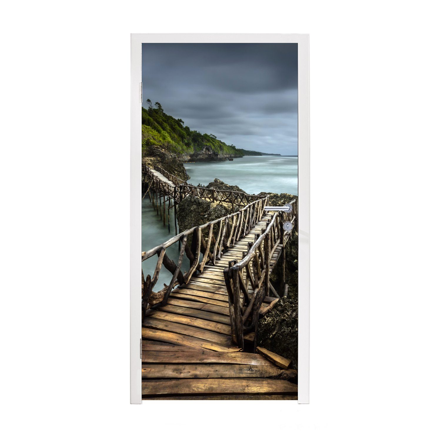 MuchoWow Türtapete Brücke in Indonesien, Matt, bedruckt, (1 St), Fototapete für Tür, Türaufkleber, 75x205 cm