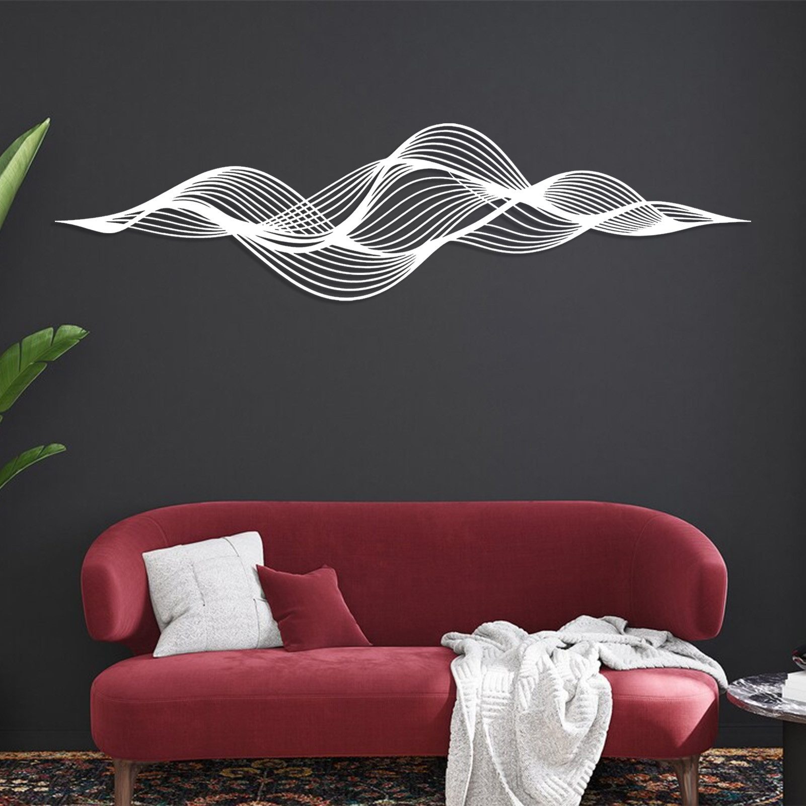 Jumpeak Wanddekoobjekt Wanddekoration in Wellenform, Fließende Kurven, Abstrakt, Linienkunst, Metall,4 Farben,5 Größen,Trendige Deko, Modern, Elegant,Minimalistisch