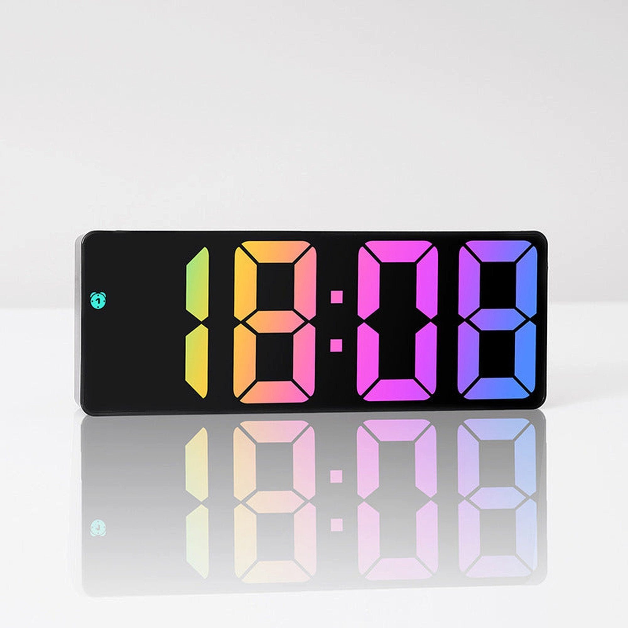 AUKUU Wecker Elektronische Elektronische LED Uhr mit großem Charakter Nachttischwecker einfache modische bunte Uhr mit großem