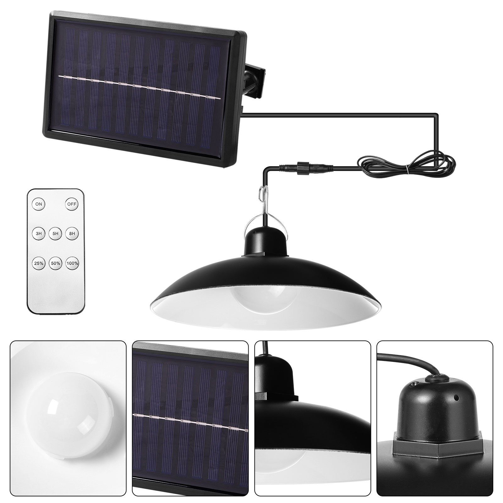 Rosnek LED Solarleuchte Solar Hängelampen für Außen & Innen, Solarlampen für Außen, LED, Warm weiß, Weiß, IP65 Wasserdicht Solar Hängelampe mit Fernbedienung, Garten Terrassen Warmweiß