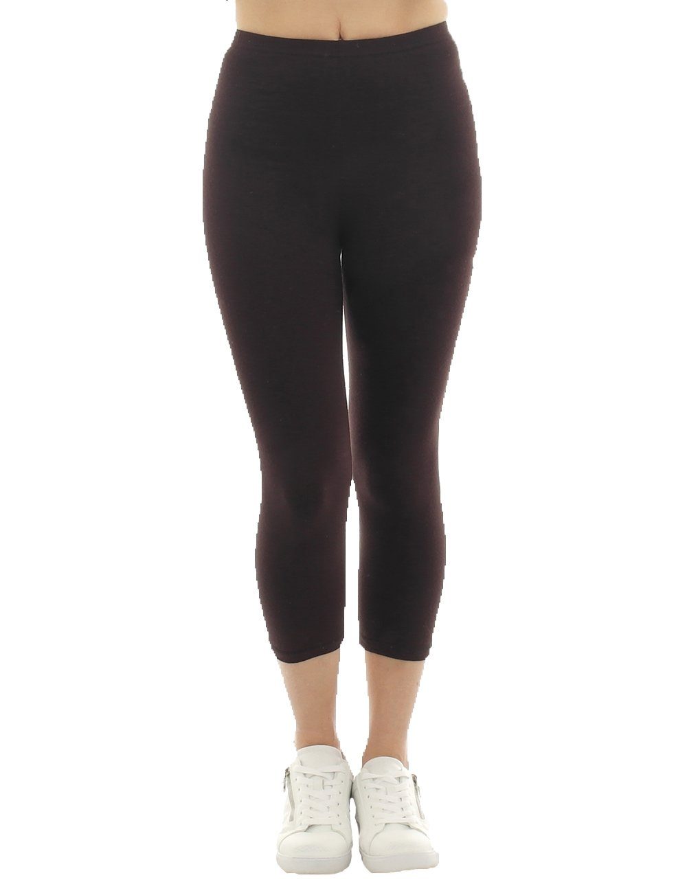 F&K-Mode Caprileggings Damen Capri 3/4 Leggings kurze Baumwolle Hose kurze