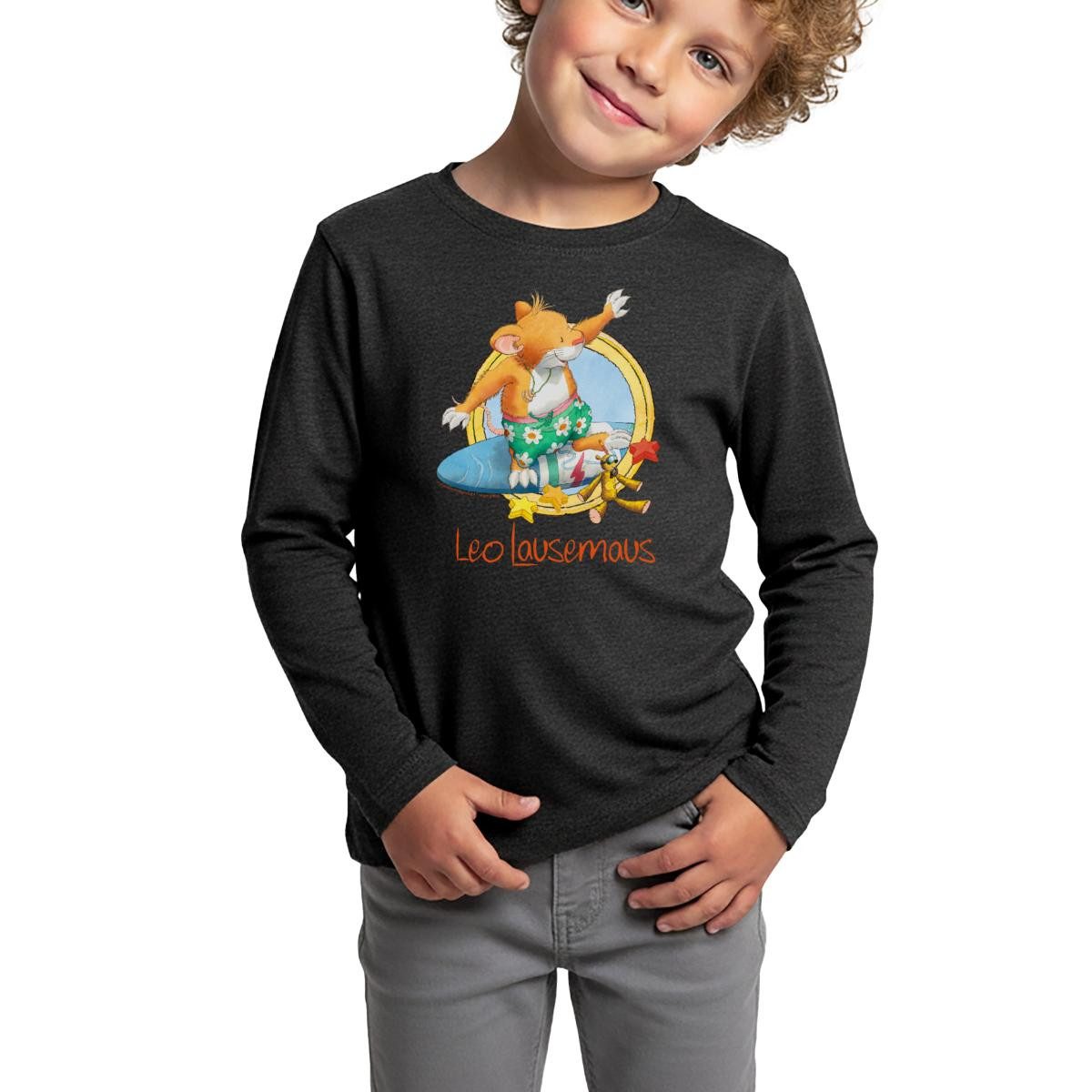 T-Shirt Leo Lausemaus Sommer Surfer Urlaub Kinder Premium Langarmshirt