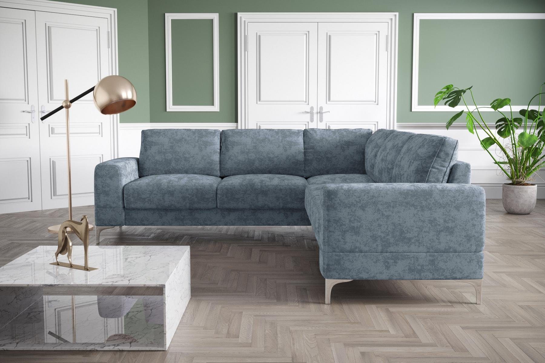 JVmoebel Ecksofa, Couch Ecksofa Textil Wohnzimmer Design Modern L-Form Türkis Möbel Grau