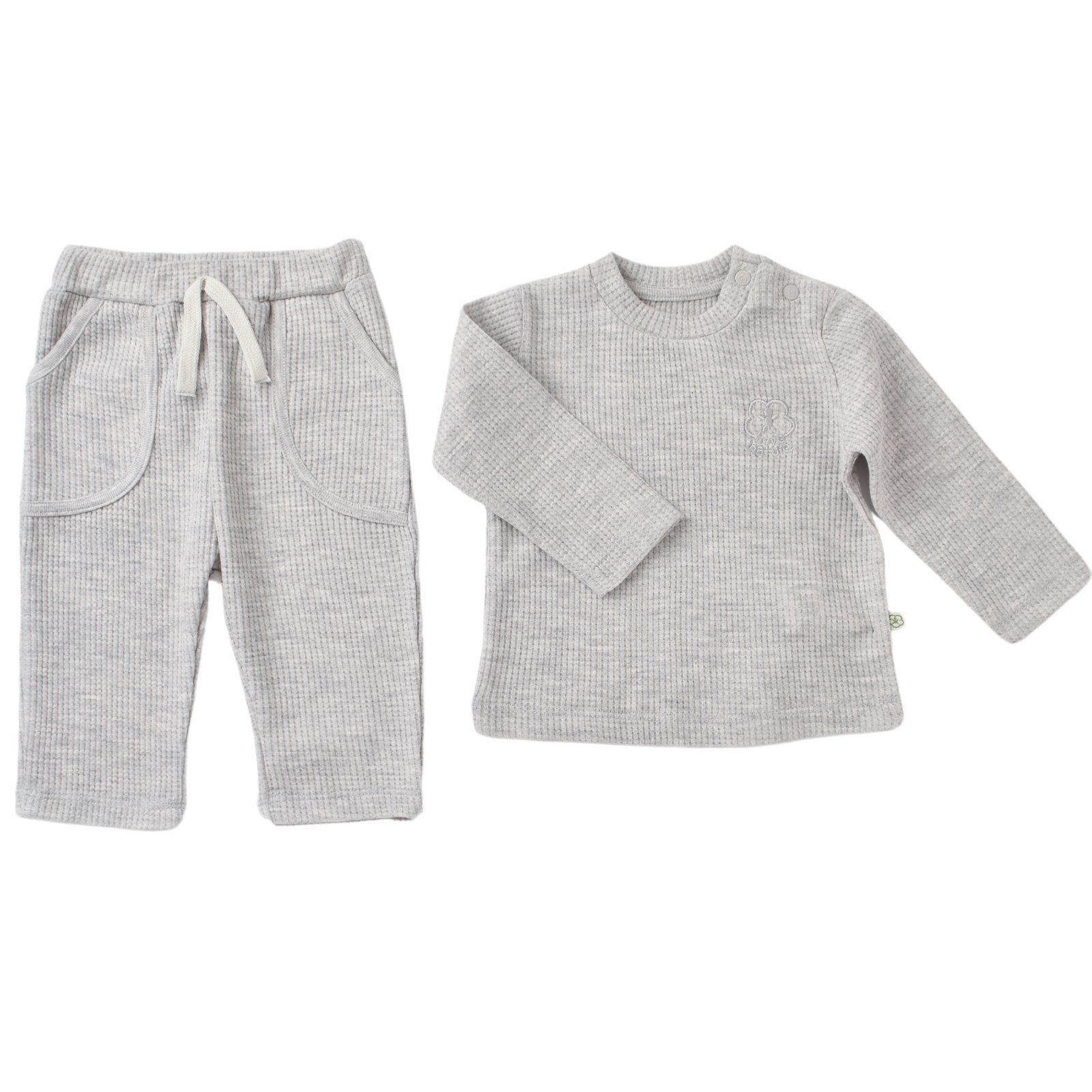 biorganic Schlafanzug Shirt & Hose Baby Set Nature In Waffle für Jungen und Mädchen Unisex (Pyjama-Set, 2 tlg., Langarmshirt + Hose) Waffle-Struktur, 100% Bio-Baumwolle, GOTS-zertifiziert