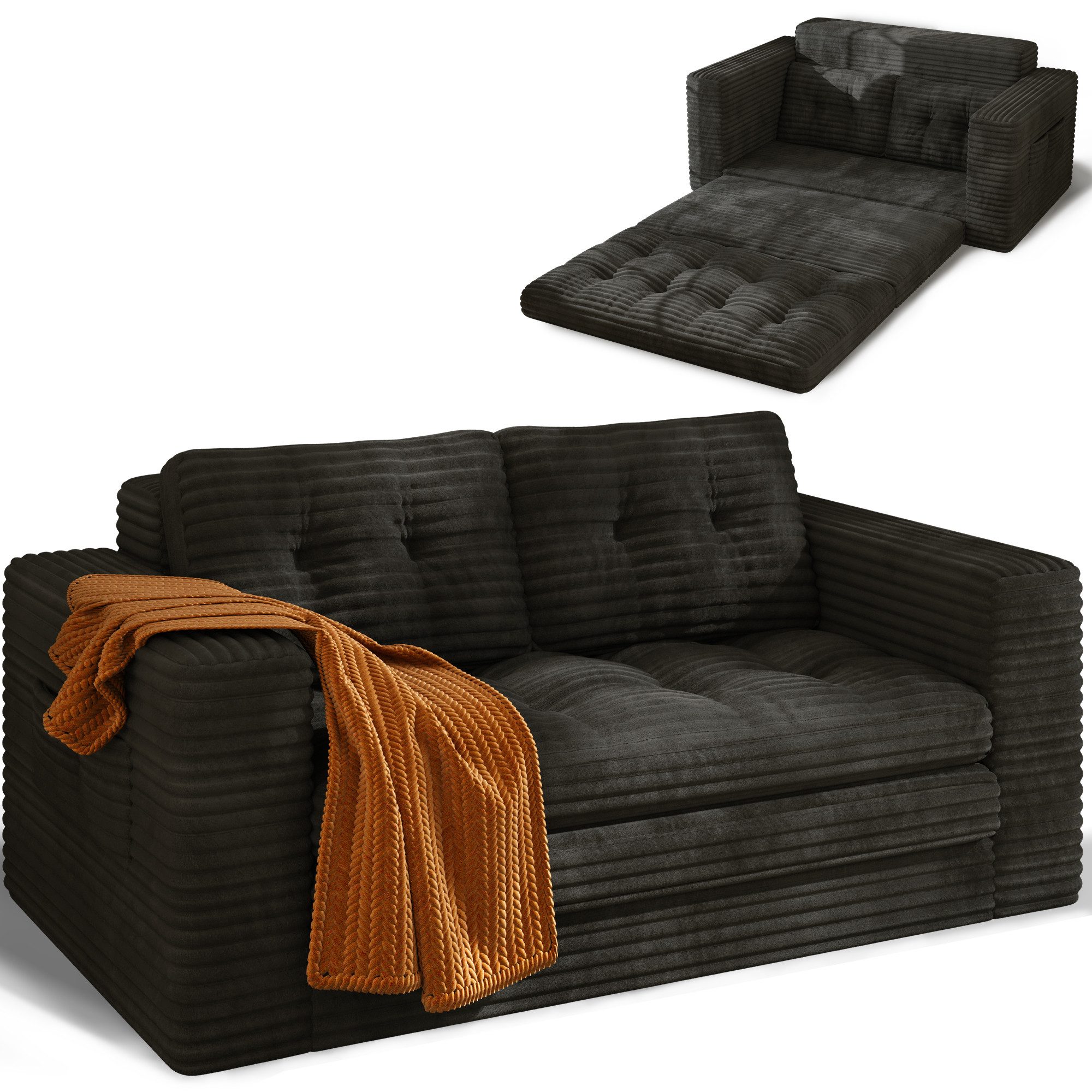 Bealife Schlafsofa 2-Sitzer Schlafsofa klappbar,  mit Gästebettfunktion, kein Aufbau, sofort nutzbar