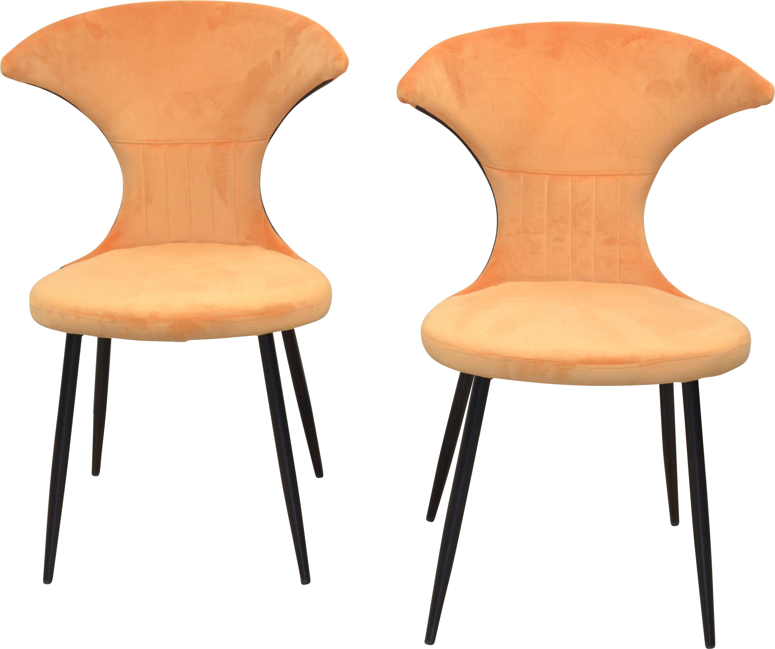 ocker Stahlrohr, aus | St), schaumstoffgepolstert Sitz- 4-Fußstuhl 2 Gestell und Rückenfläche orange INOSIGN (Set,