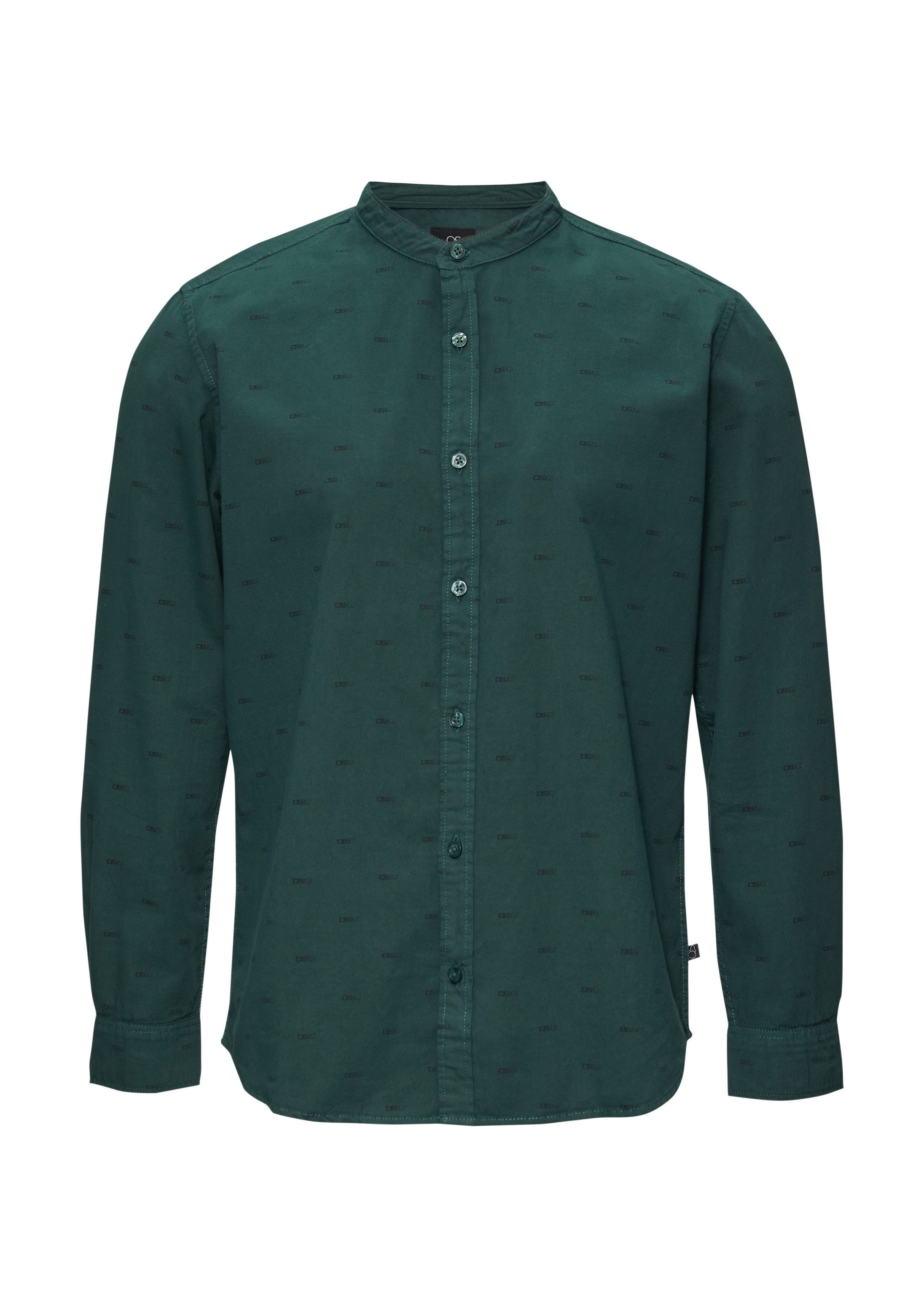 QS Langarmhemd Hemd Slim Fit: Gewaschenes Hemd mit All-over-Print