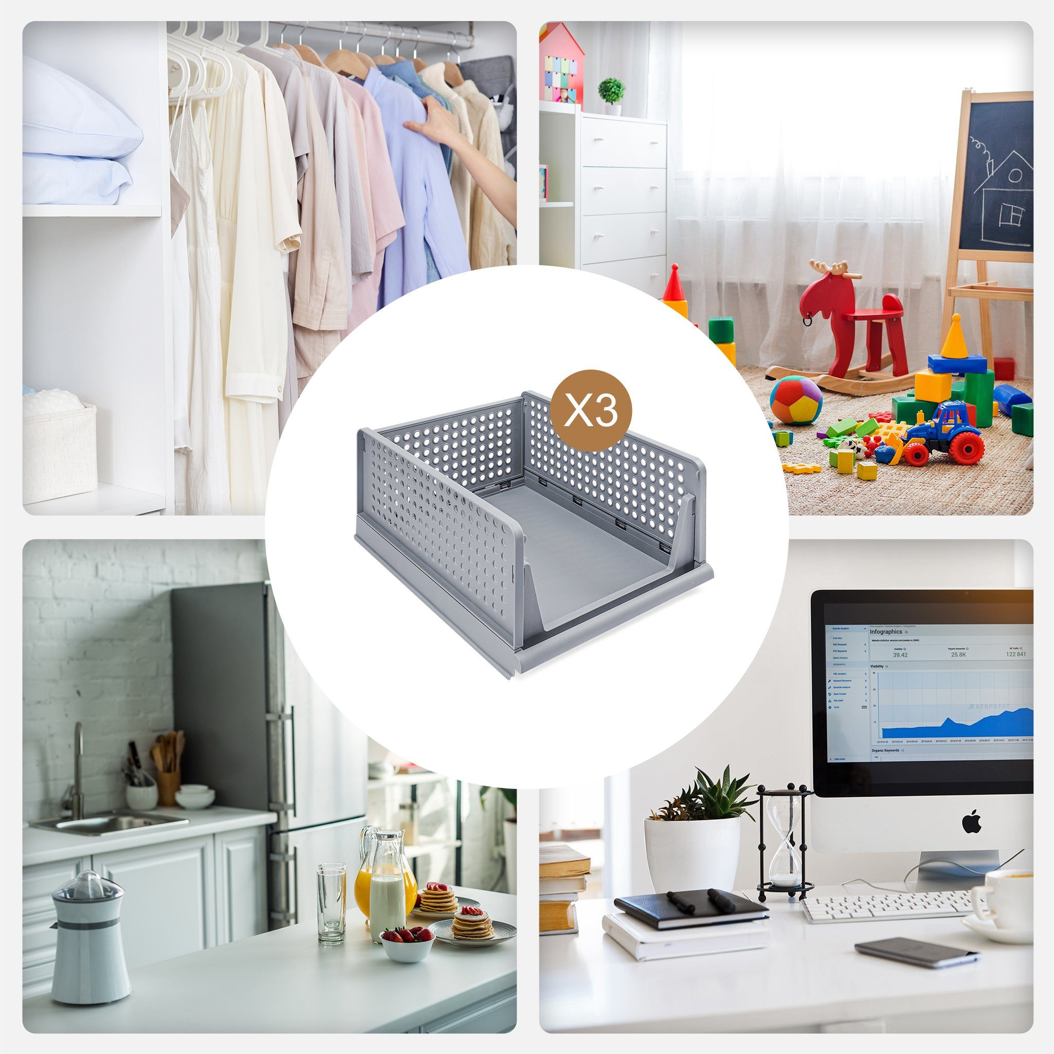 Yorbay Organizer 3er Set Stapelbarer Kleiderschrank günstig online kaufen