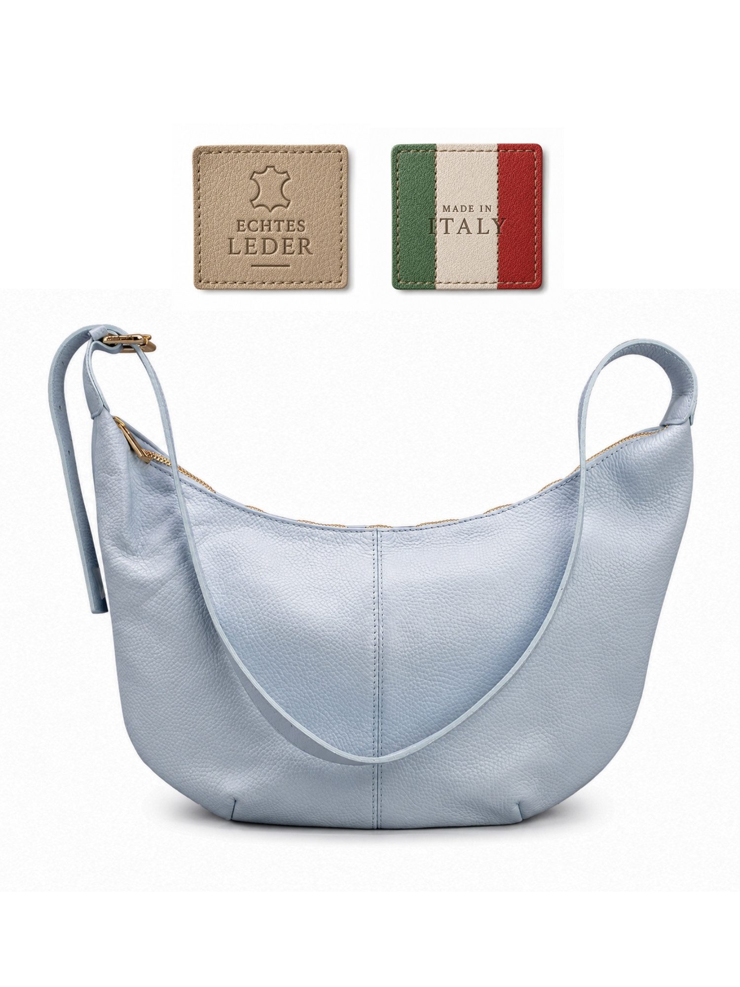 Adel Bags Schultertasche Lunara Echtleder Schultertasche Damen Hobo Bag Made in Italy (Einzelartikel), 100 % Echtleder Made in Italy mit verstellbarem Schulterr – Bild 2 von 5
