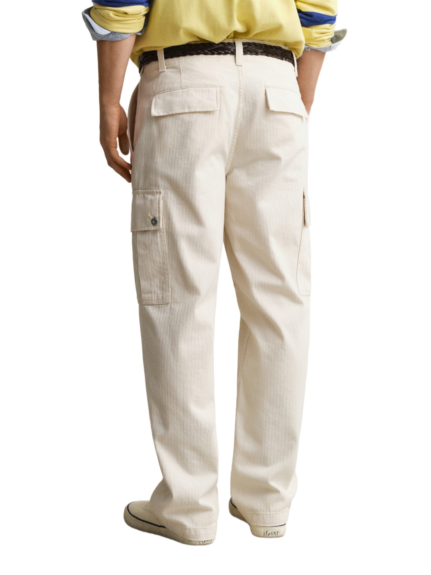Gant Cargohose natur, Casual, Baumwolle, Unifarben, Relaxed Fit, Mittel