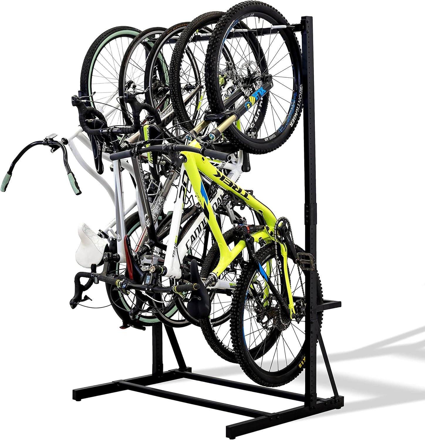 GarveeMore Fahrraddeckenhalterung für 5 Fahrräder, freistehend,höhenverstellbar,platzsparend, vertikaler Fahrradständer für Hinterhöfe,Keller,bis zu 136 kg