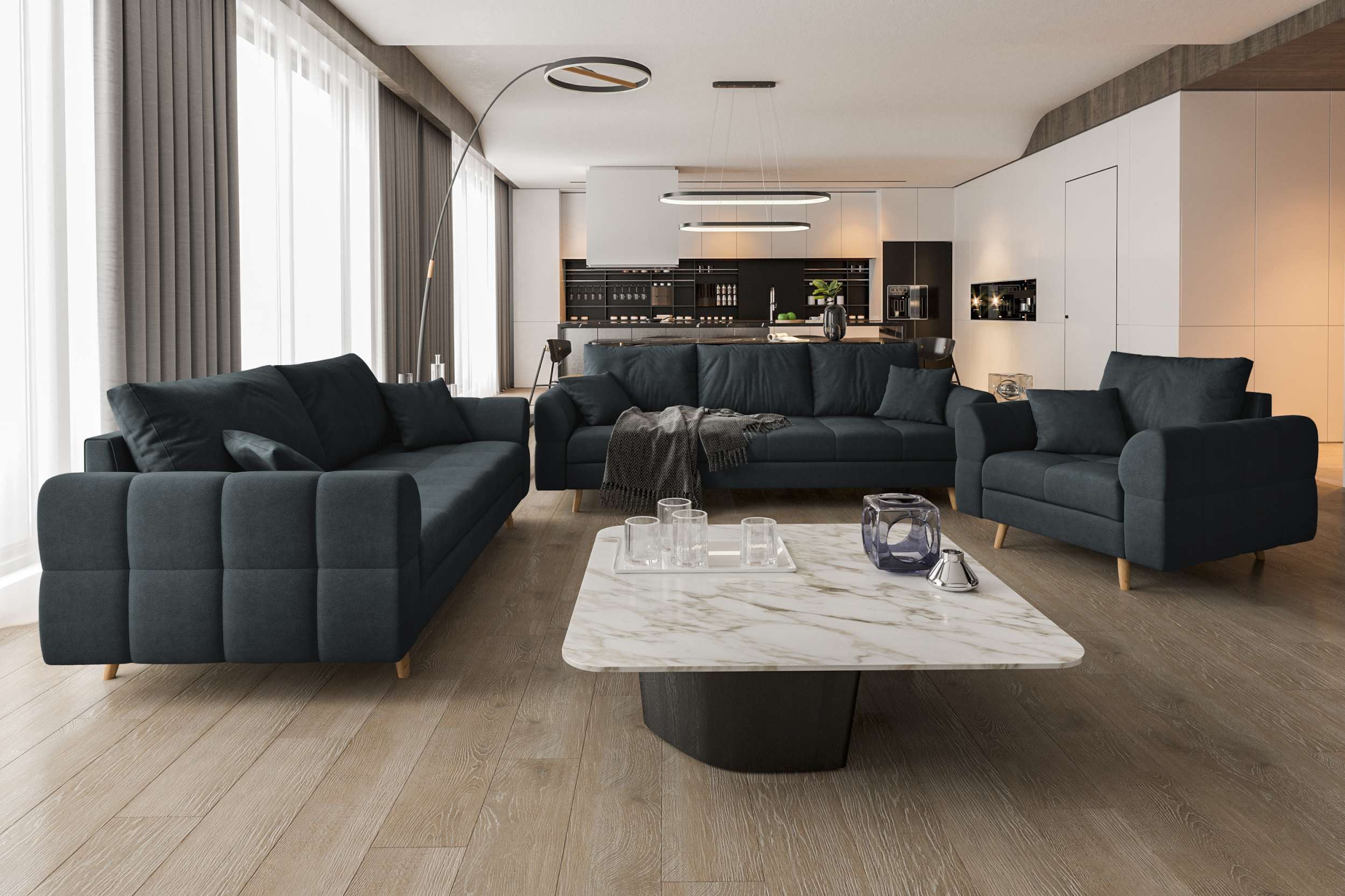 99rooms Polstergarnitur Bello, (Couchgarnitur, Set (3-tlg), günstig online kaufen