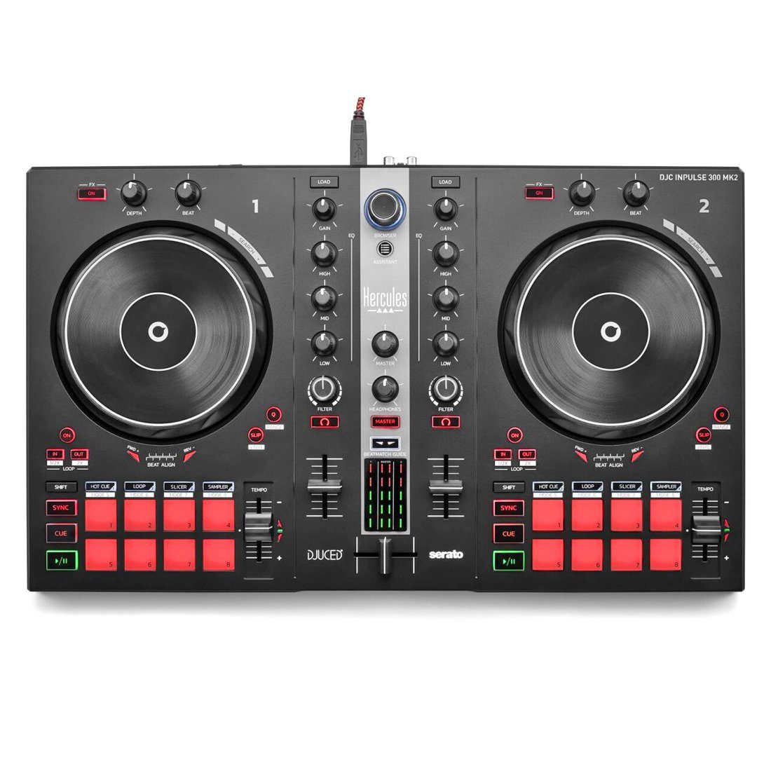HERCULES DJ Controller Hercules DJ Control Inpulse 300 MK2 mit Kopfhörer, Vorteils-Set mit Kopfhörer