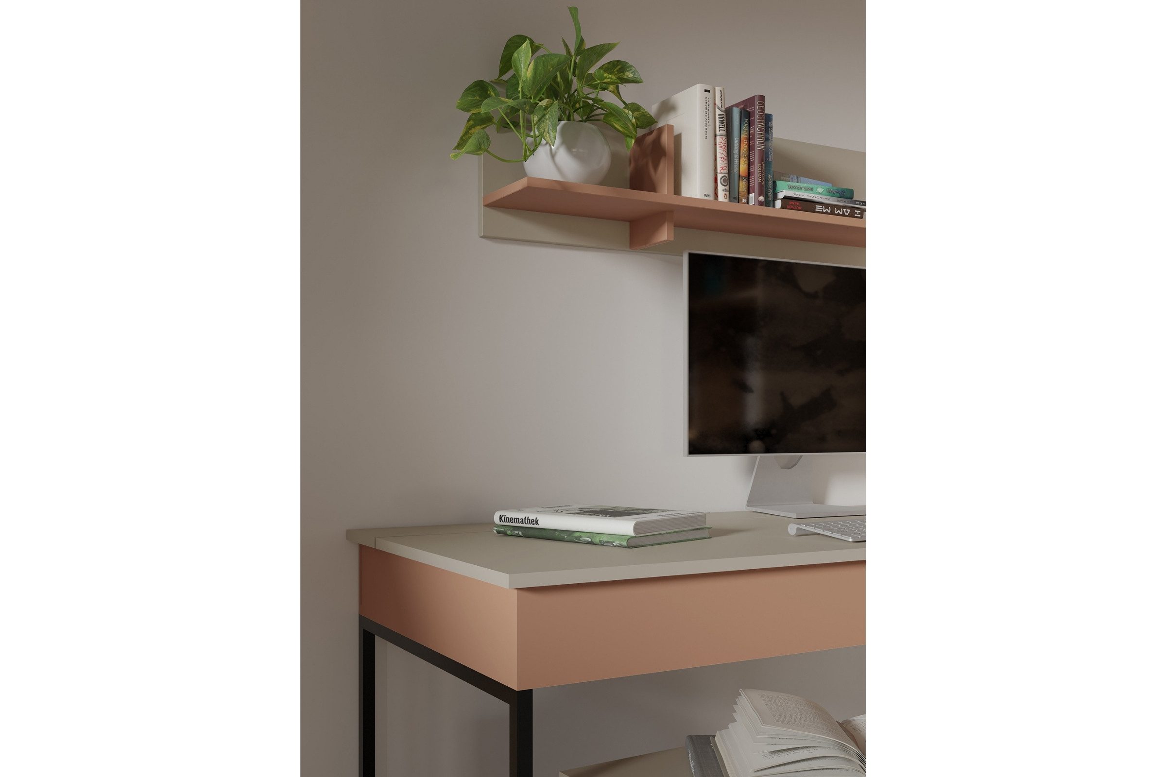 Deine Möbel 24 Schreibtisch LIMA 10, 125 cm breit, mit 2 Schubladen, Stauraumfach (LIMA-Kollektion, 1-St., ideal für Kinderzimmer & Jugendzimmer), Push-to-Open, Jugendzimmer-Schreibtisch