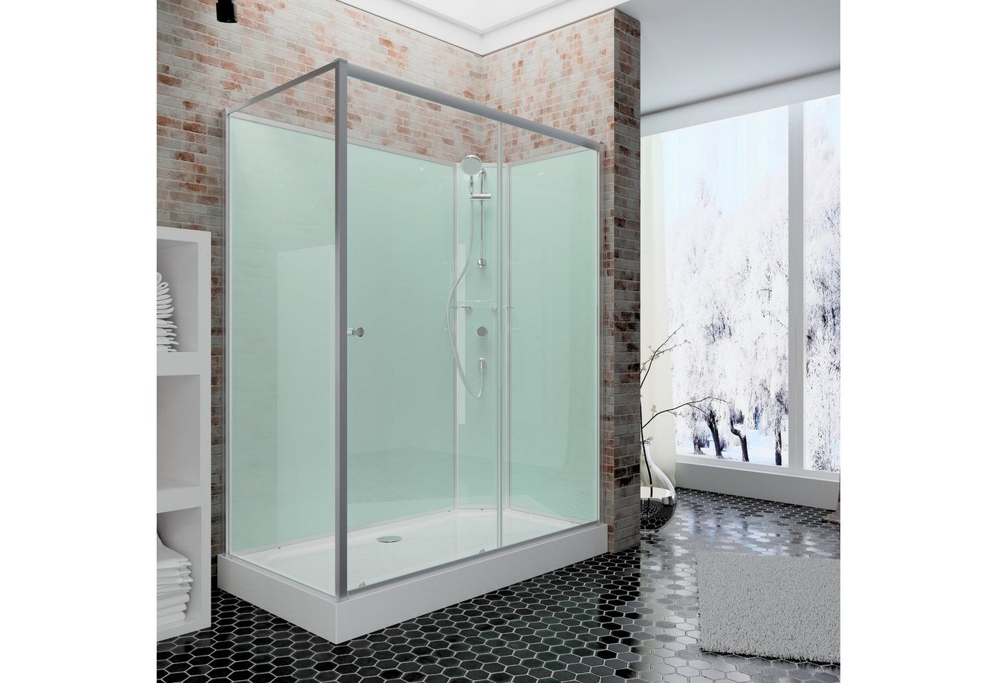 Thumbnail - Schulte Komplettdusche Ibiza, BxT: 80x120 cm, 5 mm Sicherheitsglas, Komplett-Set, inkl. Duschwanne (13,5 cm hoch), Eckdu...