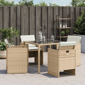 vidaXL Gartenstuhl Gartenstühle mit Kissen 4 Stk. Beige Poly Rattan