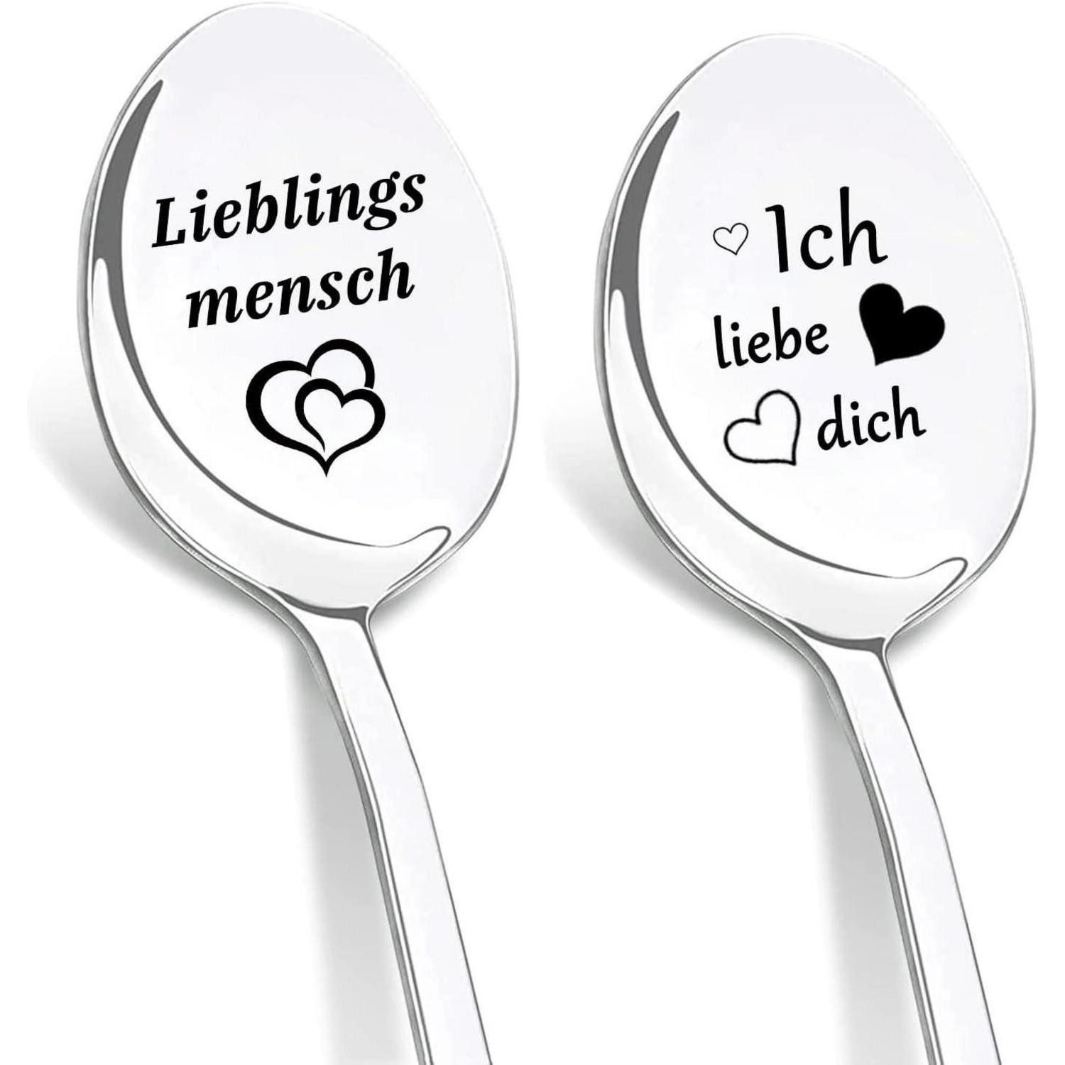 LuxusKollektion Teelöffel Löffel 2er Gravur Geschenk Hochzeit Brautpaar Lieblingsmensch A