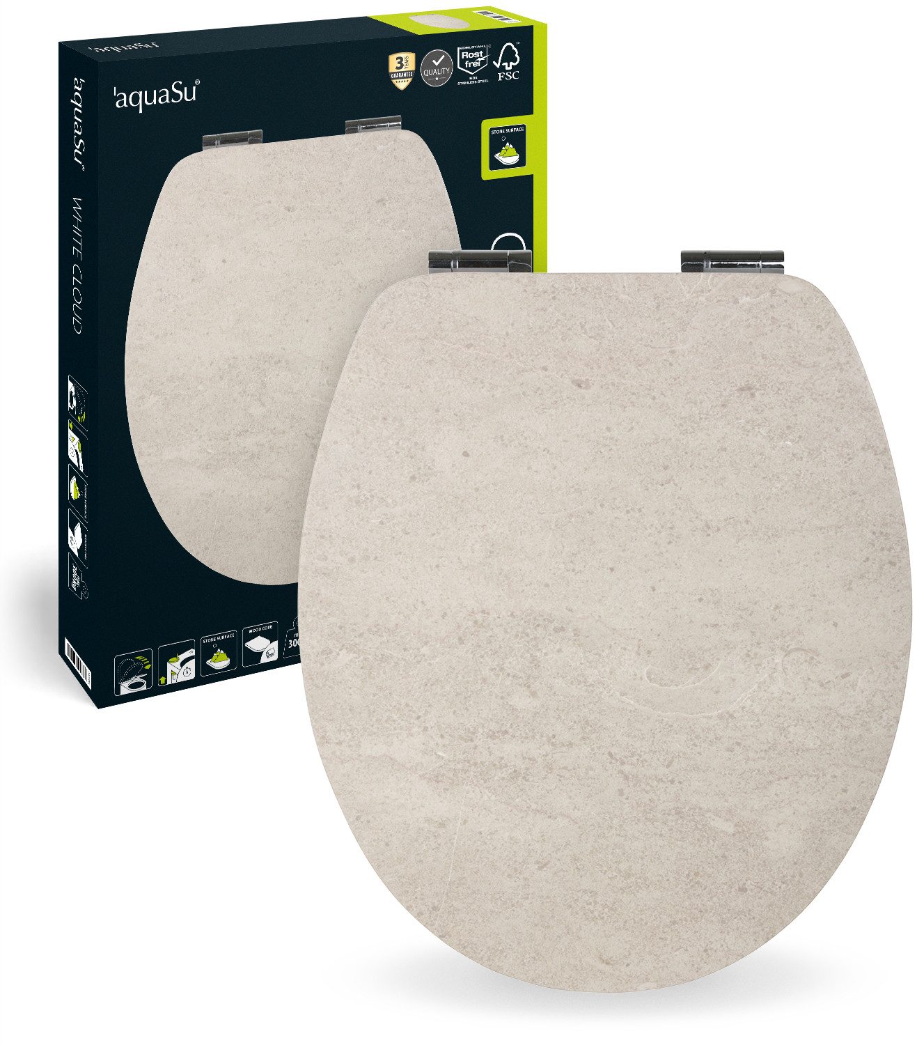 Sitzplatz WC-Sitz Echtstein Sitze, Dekor White günstig online kaufen
