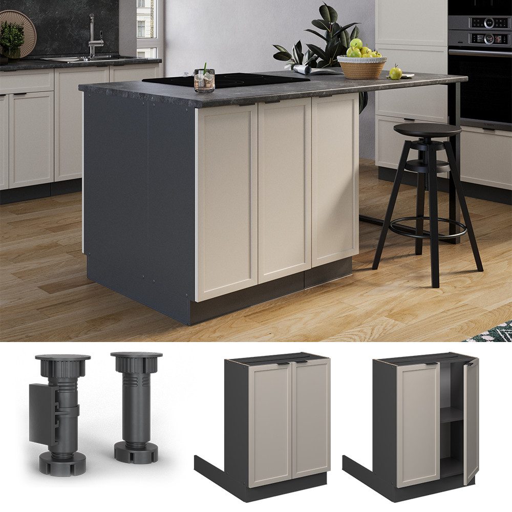 Vicco Unterschrank Fame-Line, GrauBeige/Anthrazit, 60 cm günstig online kaufen
