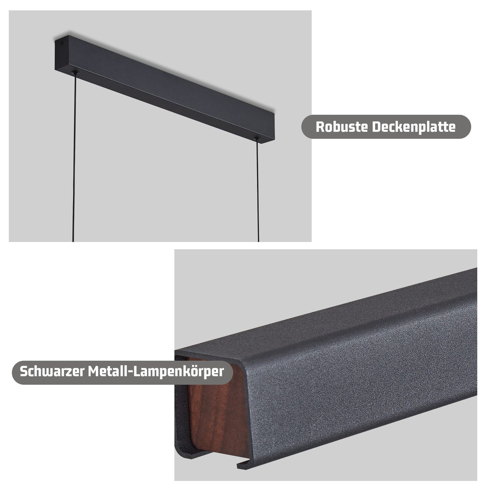 ZMH Pendelleuchte LED Esstisch Pendelleuchten Schwarz Esszimmer 108CM/148 CM Dimmbar, LED fest integriert, 3000-6500K, Höhenverstellbar Hängeleuchte mit Fernbed – Bild 4 von 5