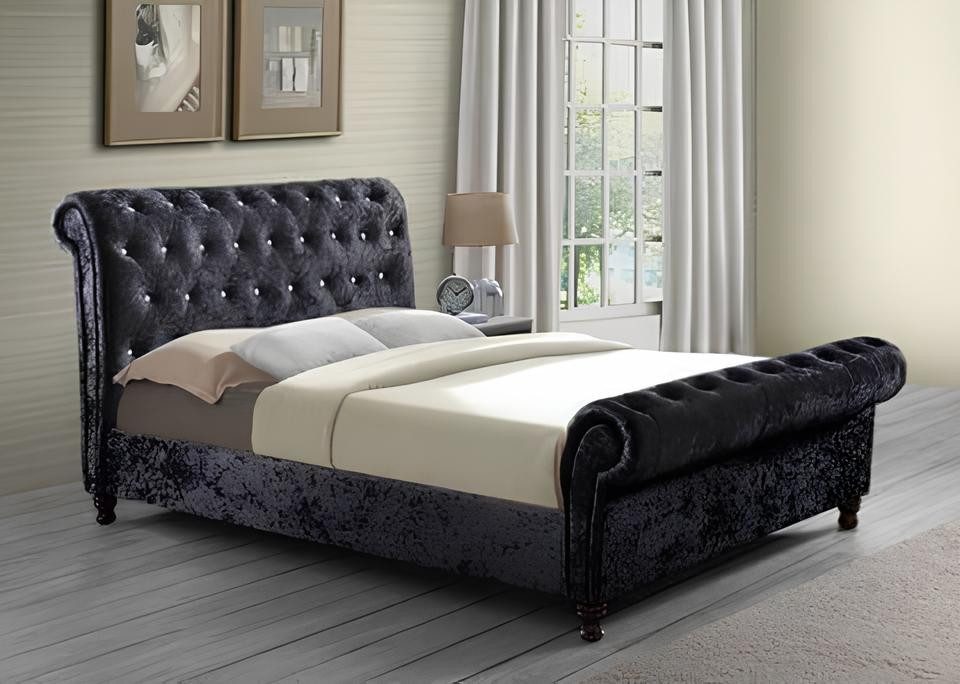 Xlmoebel Polsterbett Englisches Doppelbett in Beige mit Chesterfield-Design in den Größen (Chesterfield Bett 4062292302688), Hergestellt in Europa