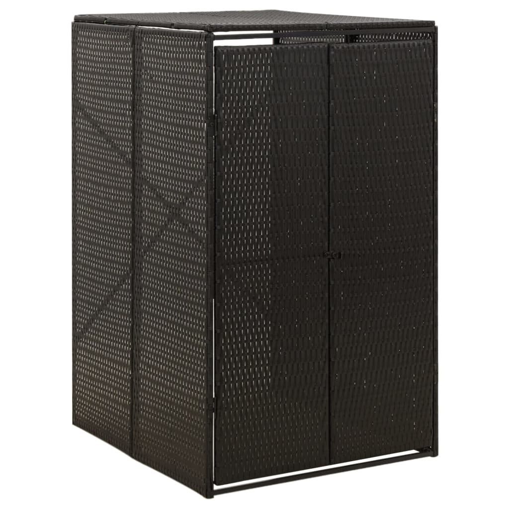 vidaXL Mülltonnenbox Mülltonnenbox für 1 Tonne Schwarz 70x80x117 cm Polyrattan Verkleidung