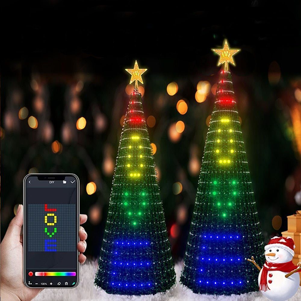 JOYOLEDER LED-Lichterkette Weihnachtsbaum Lichterkette Deko Sternspitze LED mit