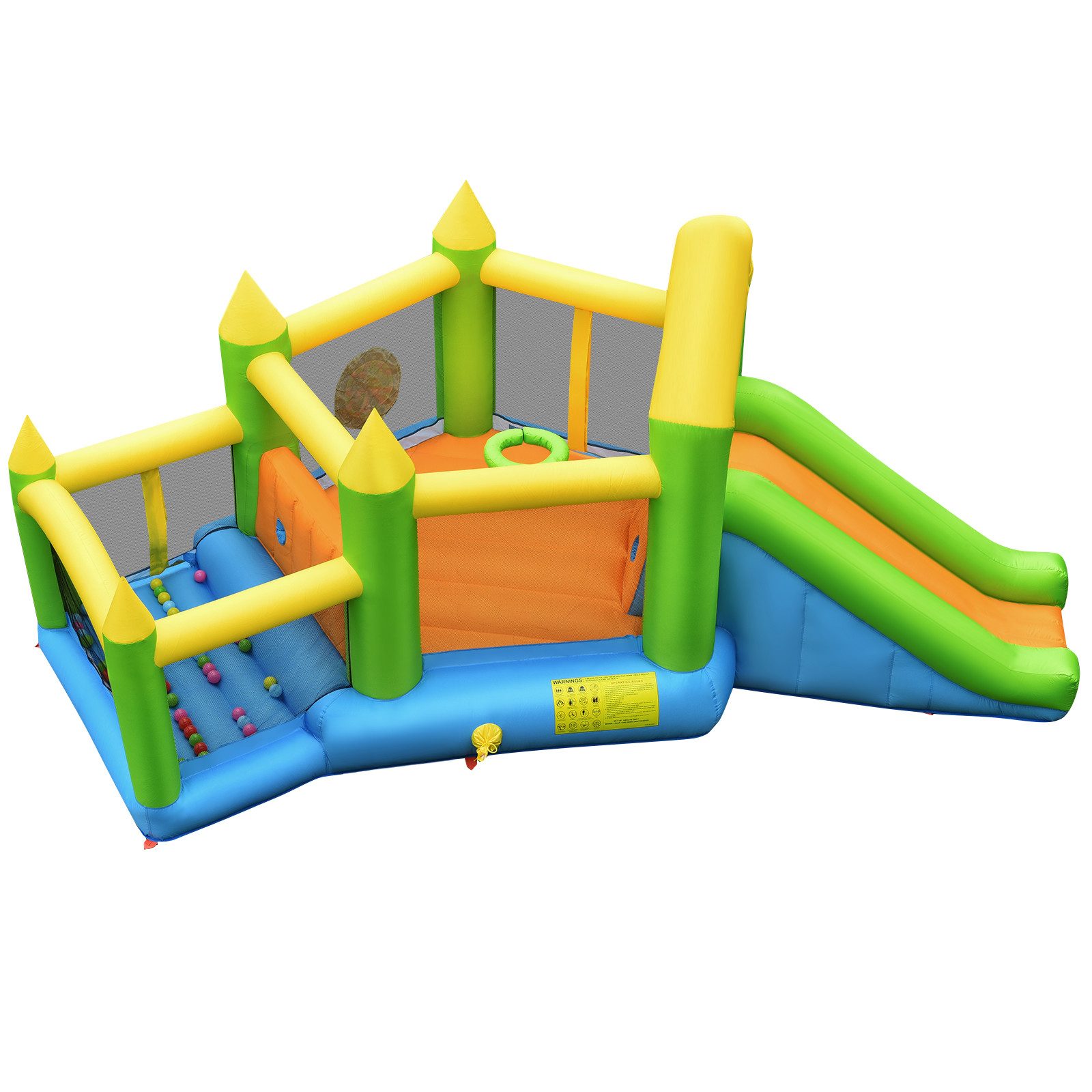 COSTWAY Hüpfburg, mit Rutsche & Мячиbad, 477x 241x208cm, ohne Gebläse