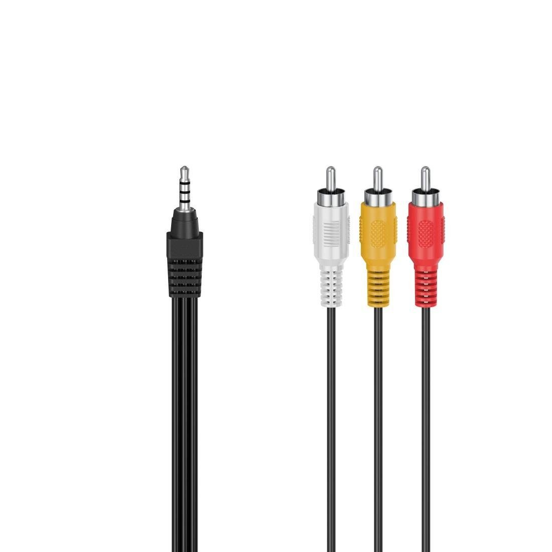 Hama Audio-/Videokabel, 3,5 mm Klinken Stecker, 3 Cinch-Stecker, 1,5 m Audio- & Video-Kabel, 3,5-mm-Klinke